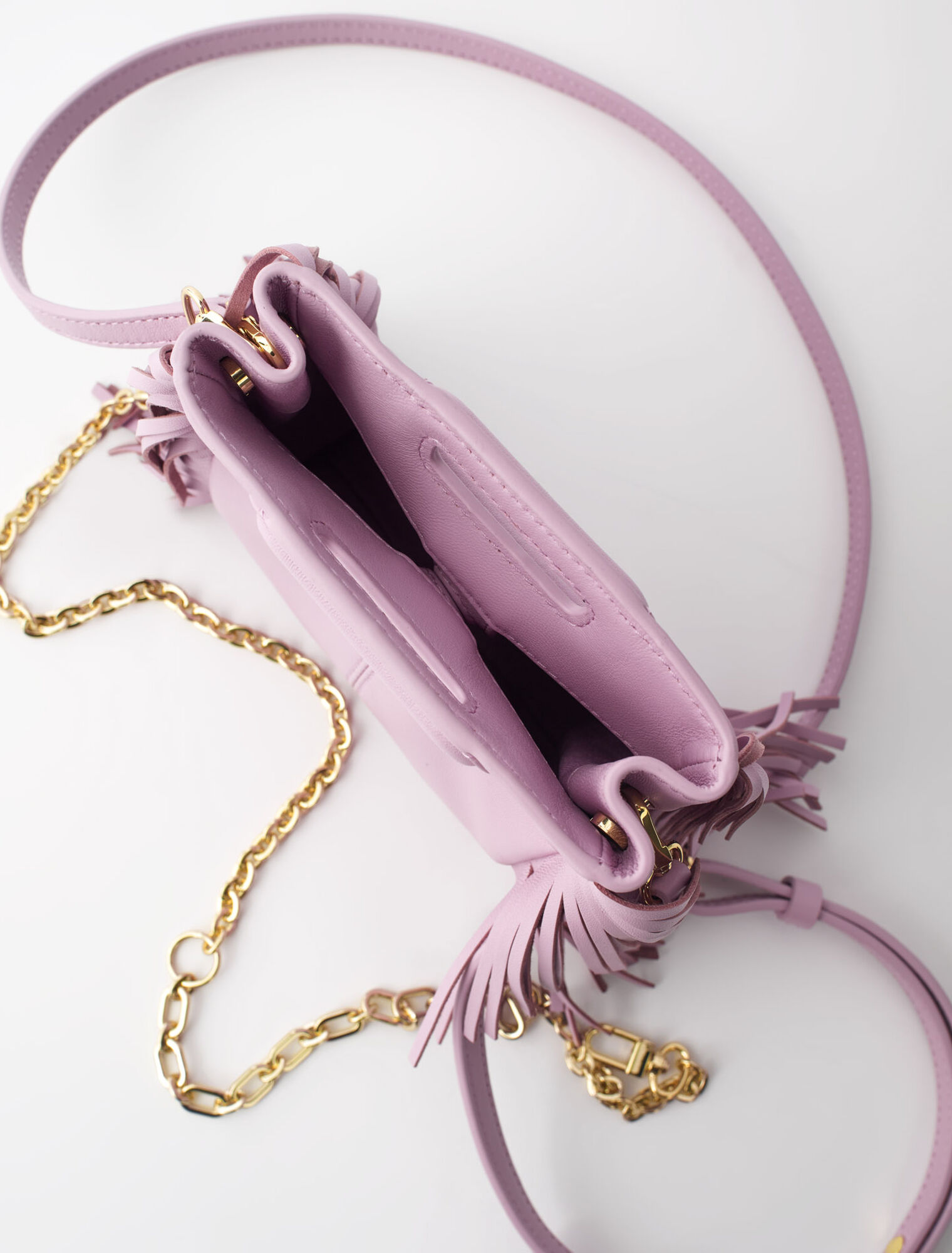 Leather mini M bag with chain
