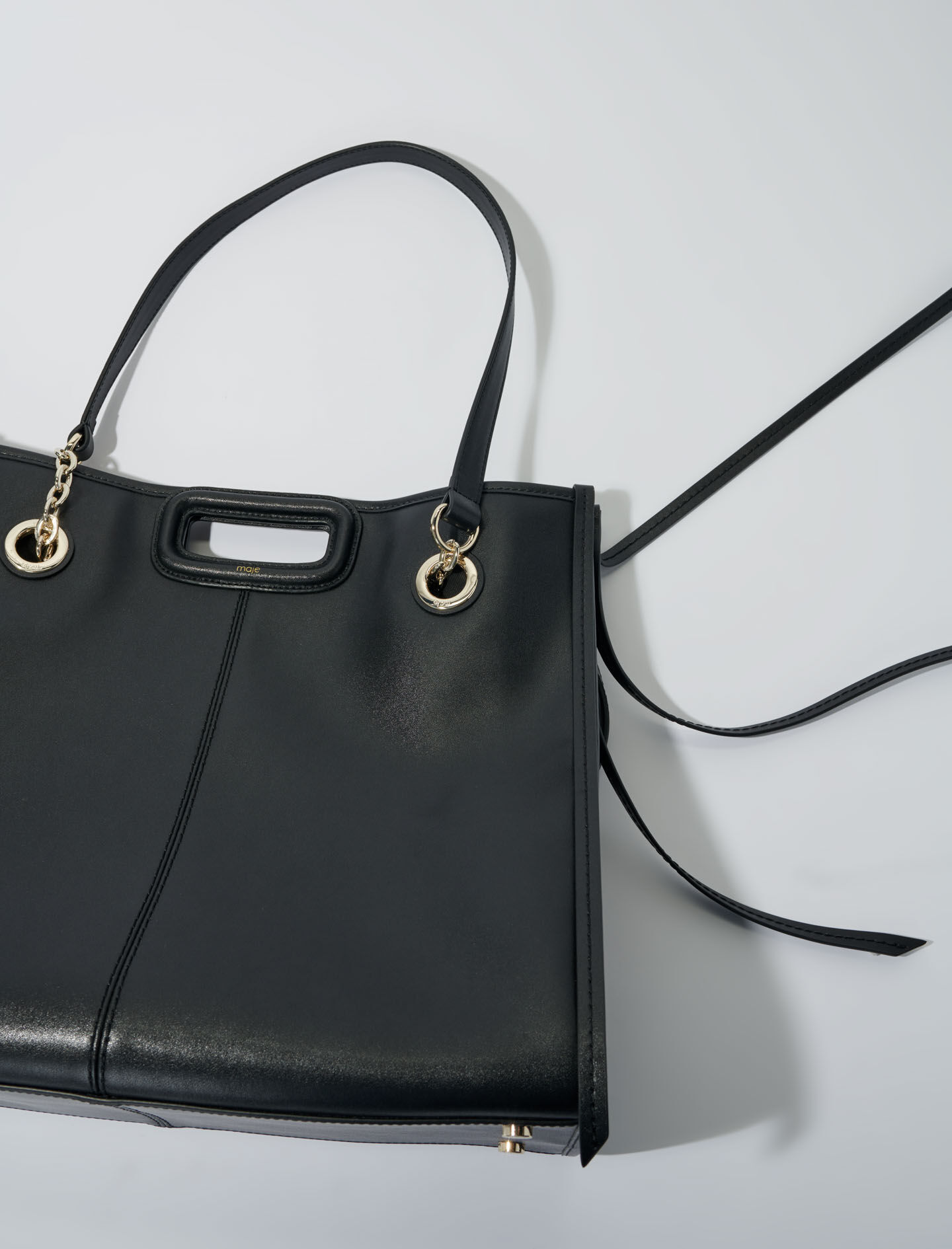Leather tote bag Black / Gray For Women | Maje