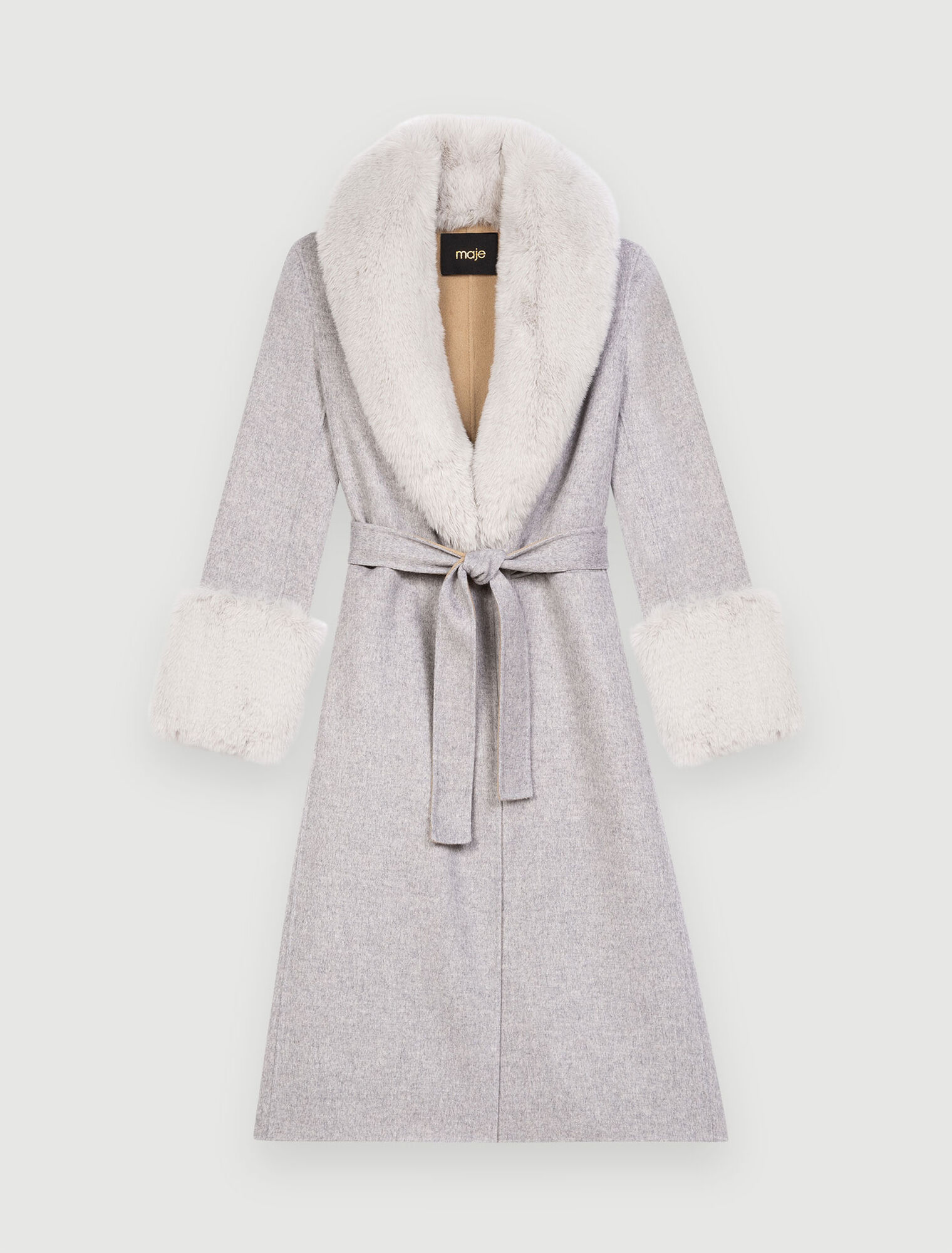 Double-faced coat with grey fur