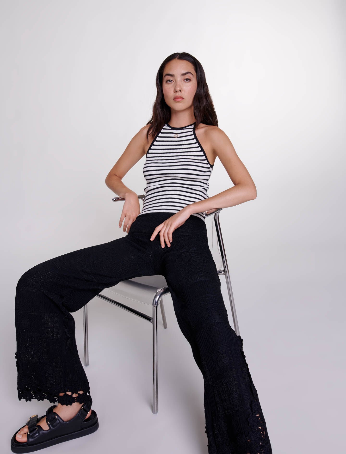 【Rm9】YOKE COTTON MESH STRIPE ZIP-UP The Mercer Crop Zip II – Pool House New York