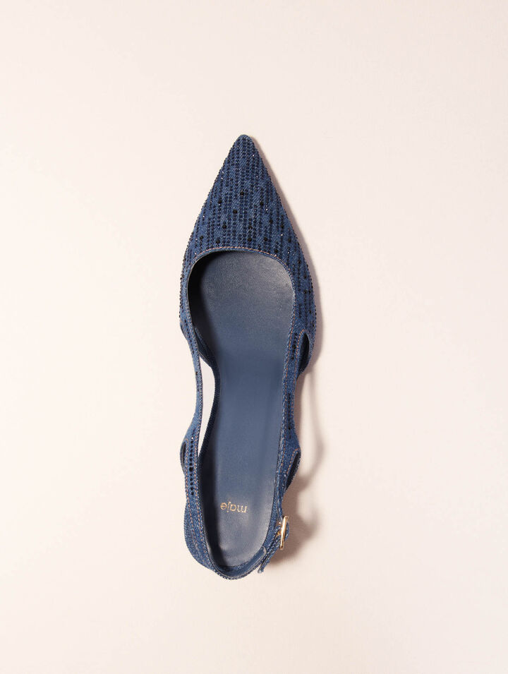 Slingback pump in rhinestone denim