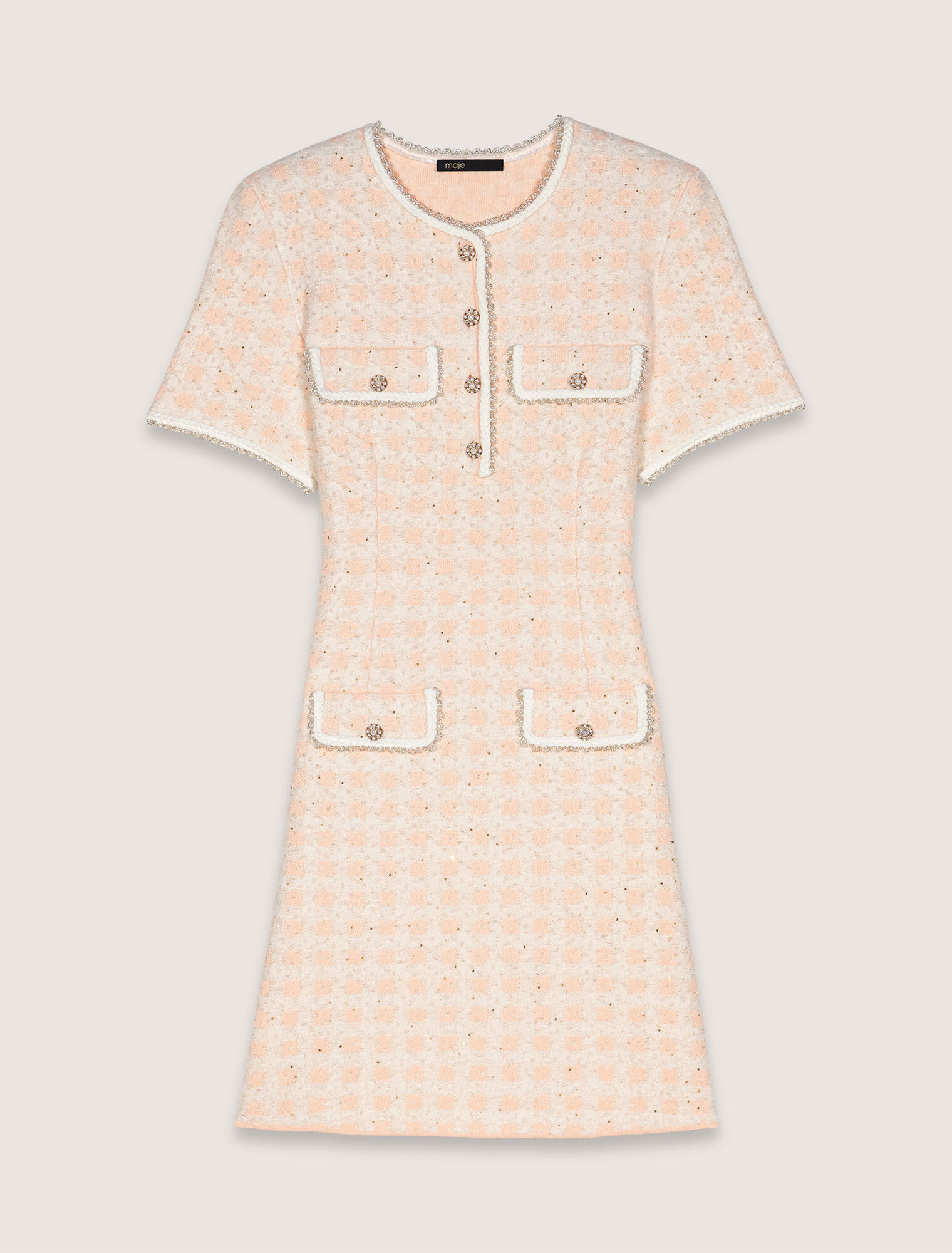 Tweed-effect knit mini dress
