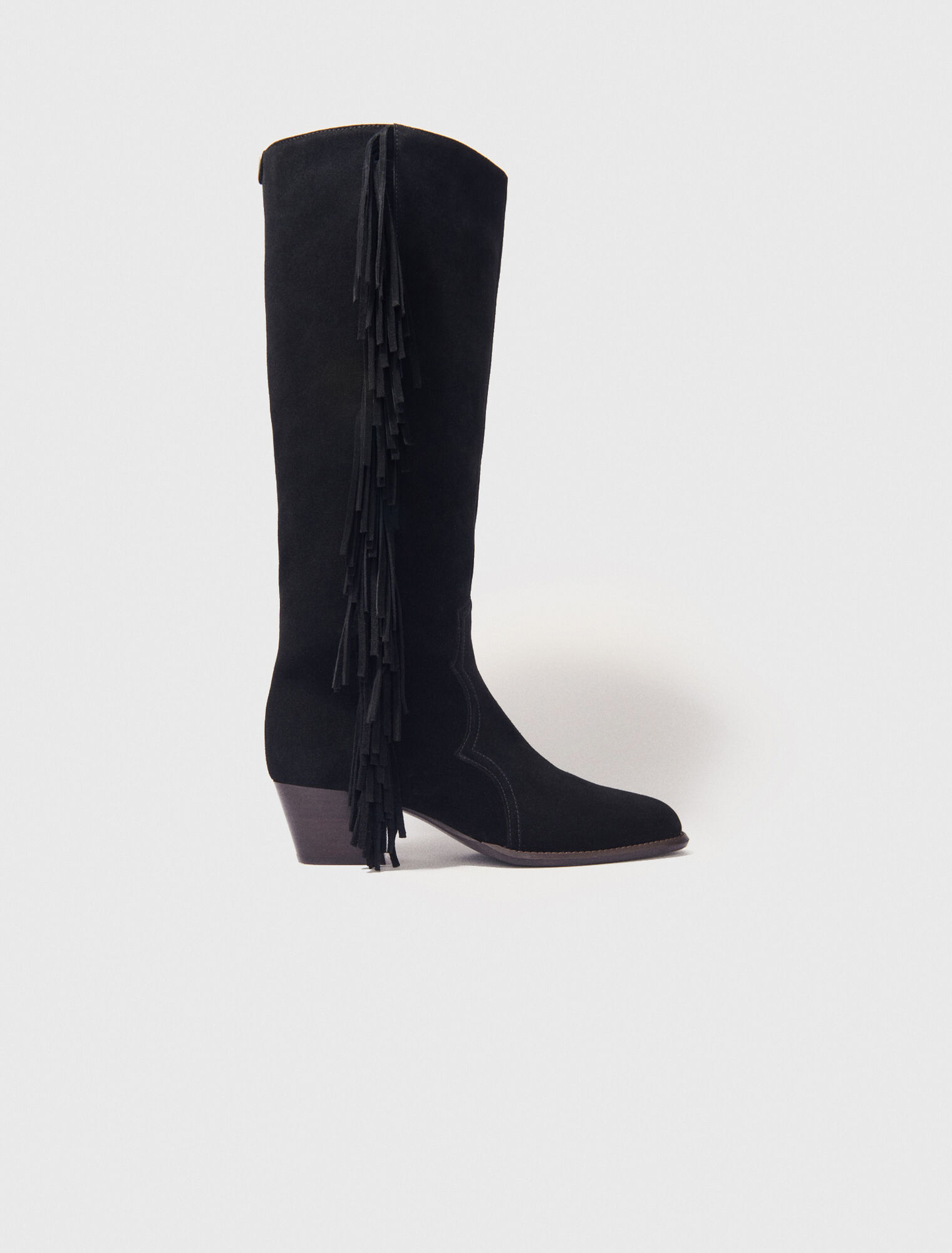 Fringed suede cowboy boots