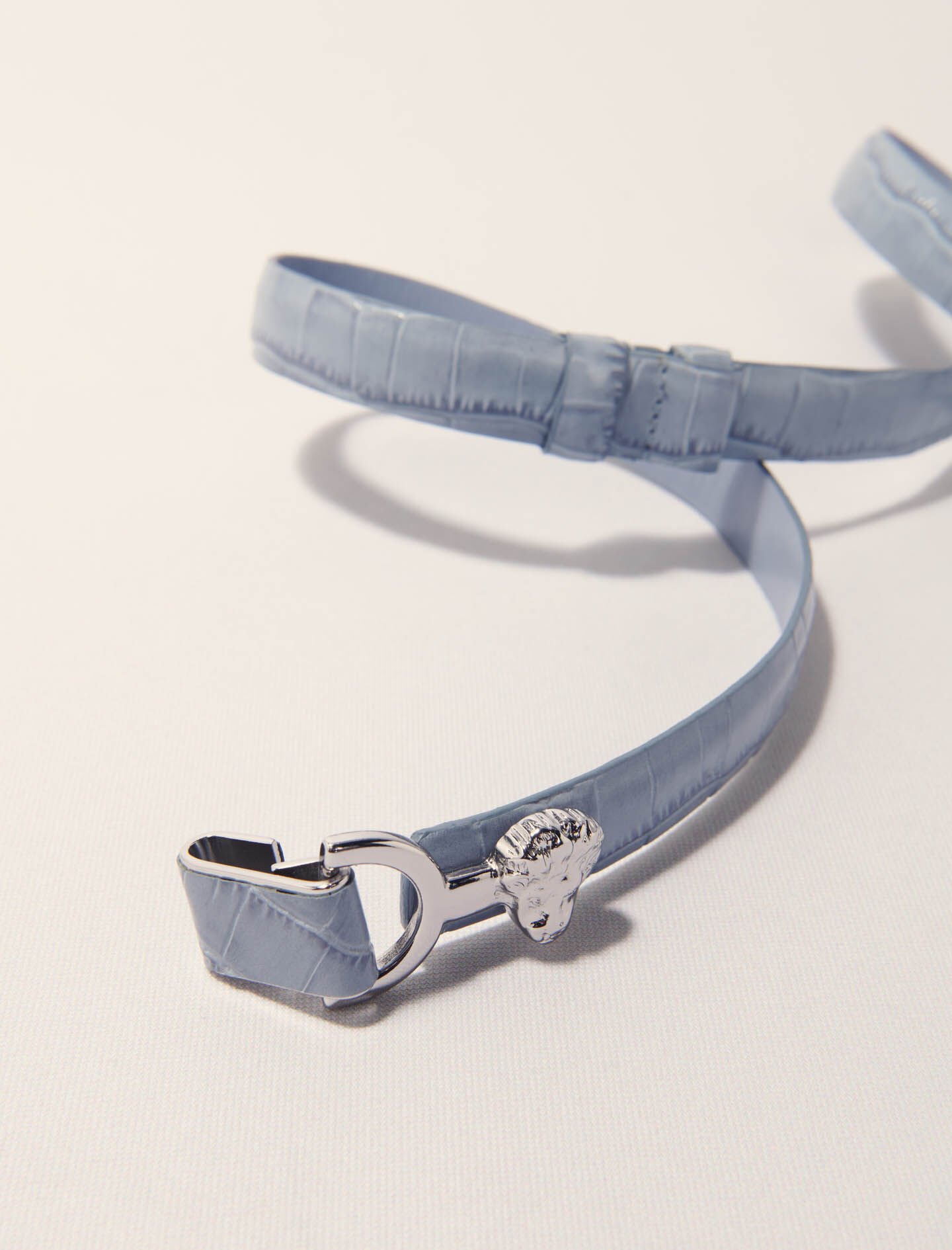 Thin leather belt with lion bit Blue For Women | Maje Thin leather belt with lion bit Blue For Women | Maje