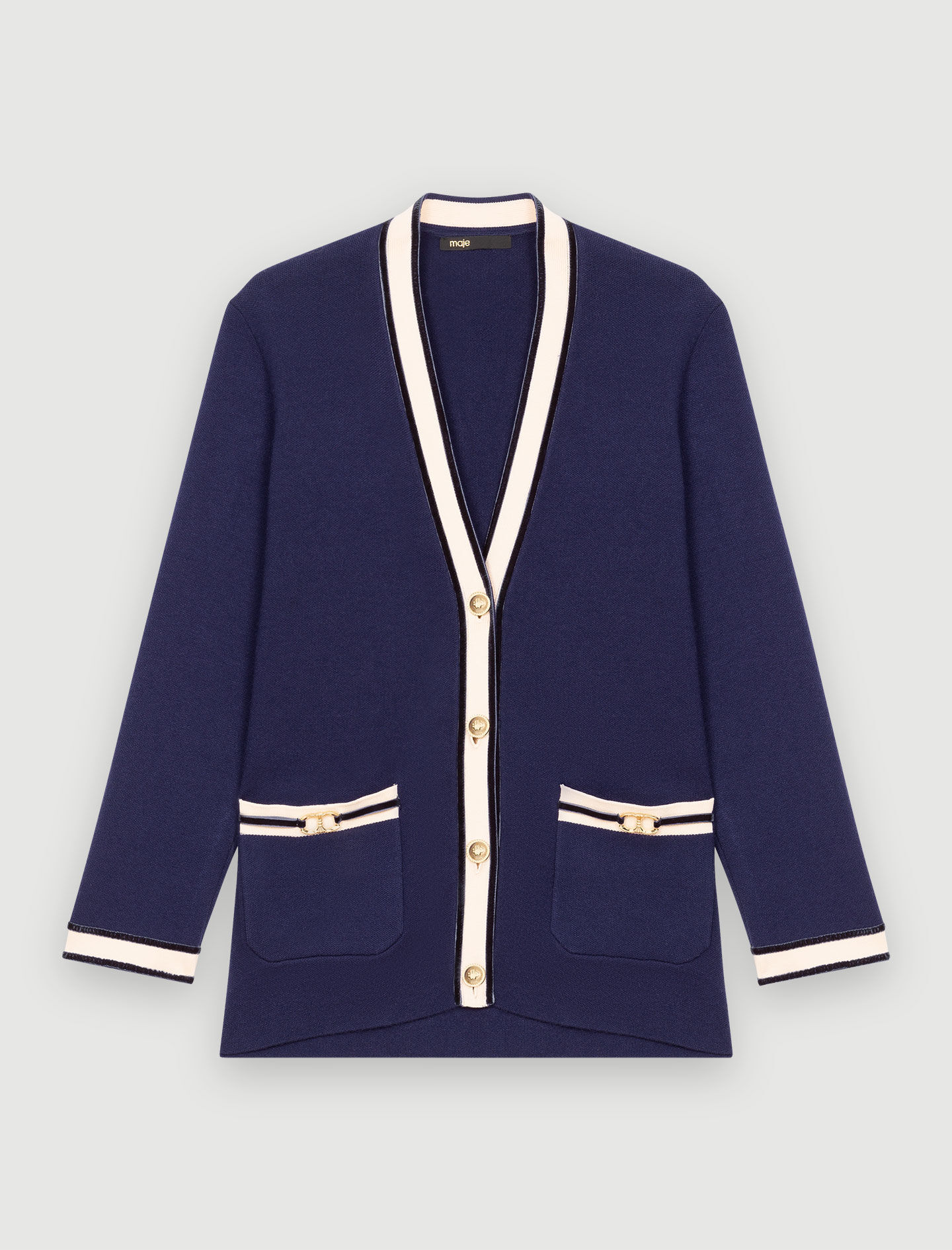 Knit cardigan with horsebit details
