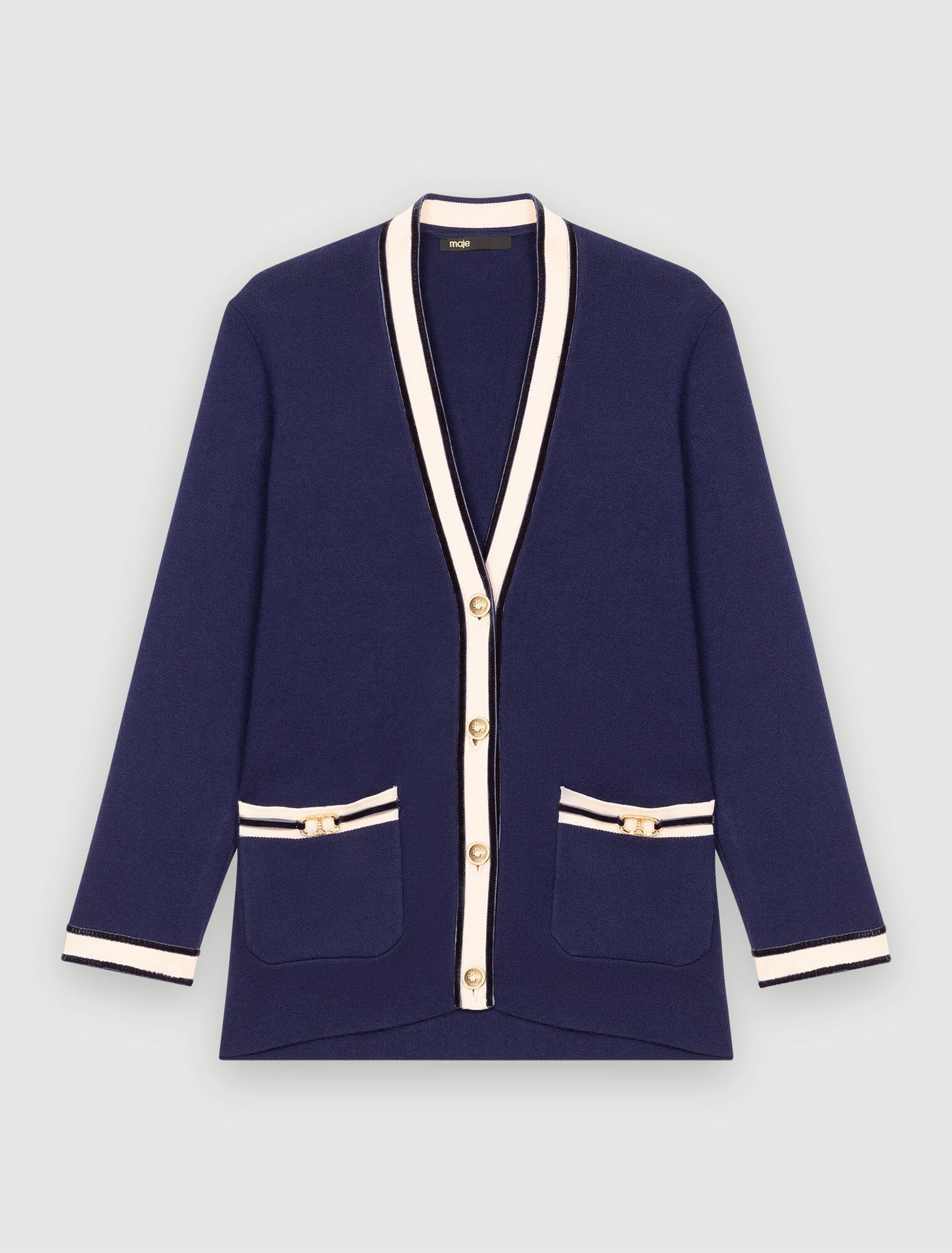 Knit cardigan with horsebit details