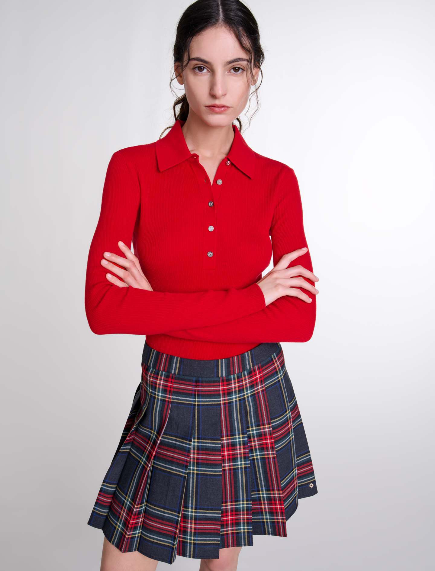 新製品情報も満載 tartan Short print Maje | Women For Red skirt バッグ