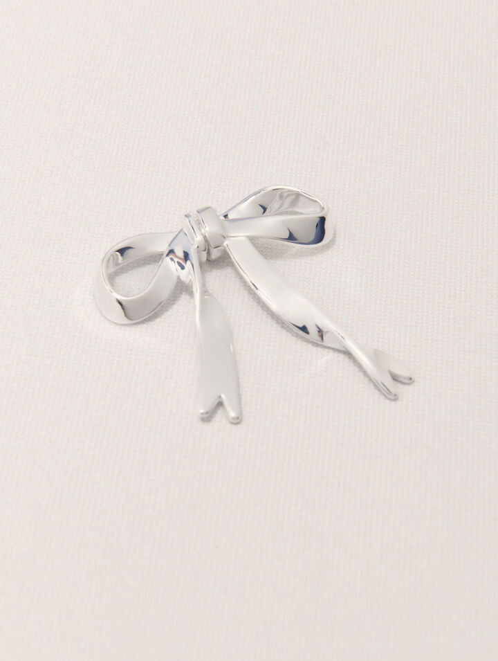 Silver bow earring