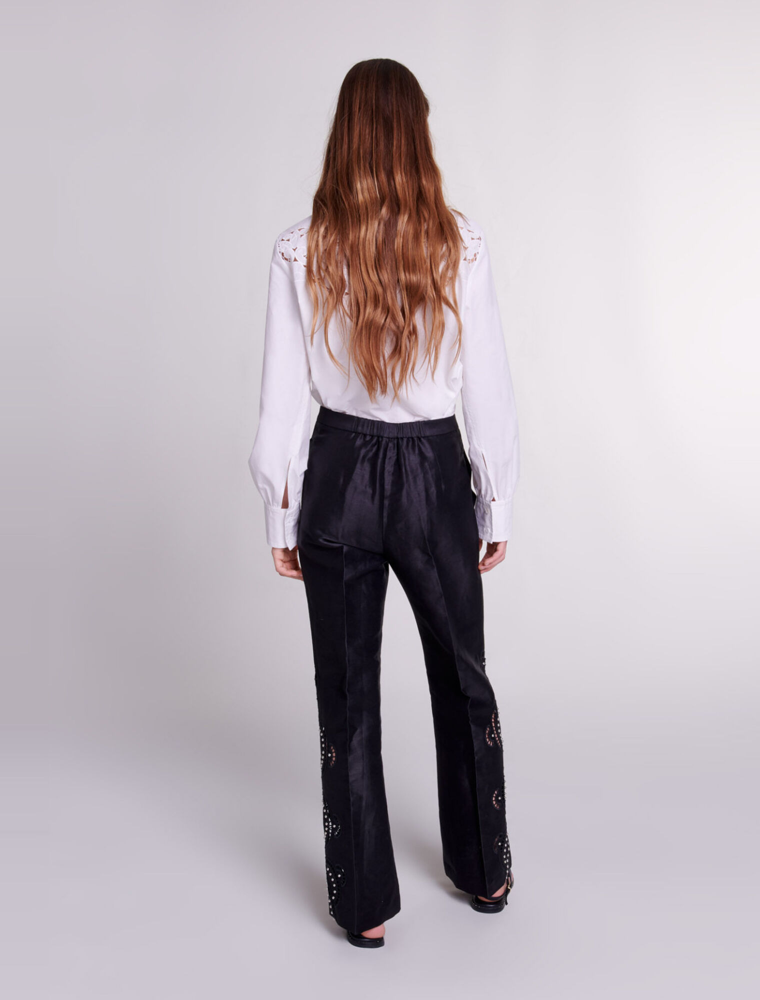 Openwork flared trousers