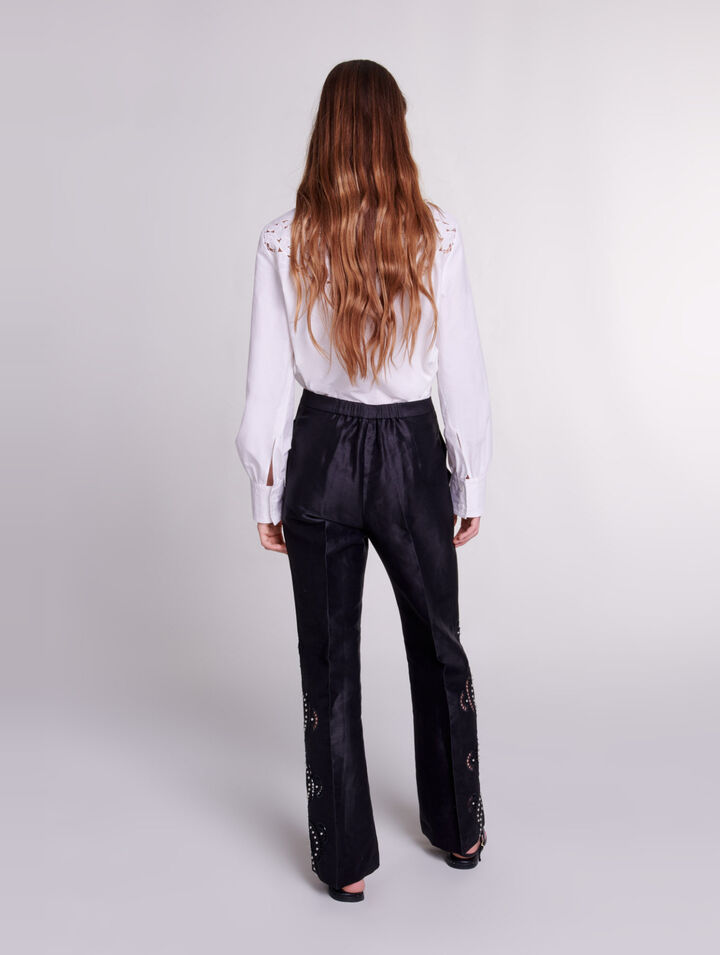 Openwork flared trousers