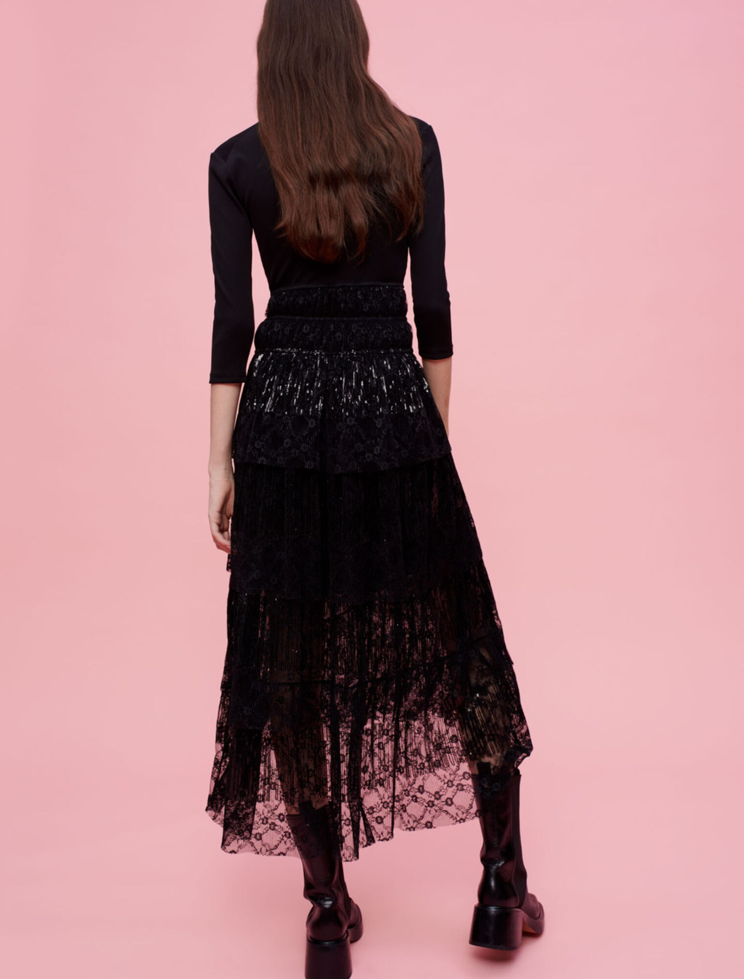 Sequin lace and jersey mix dress