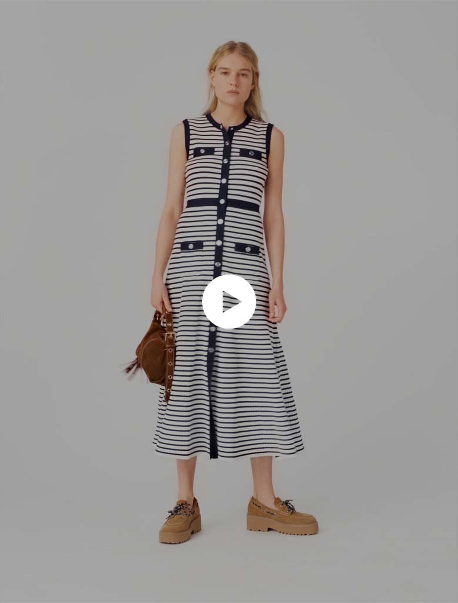 Striped knit maxi dress