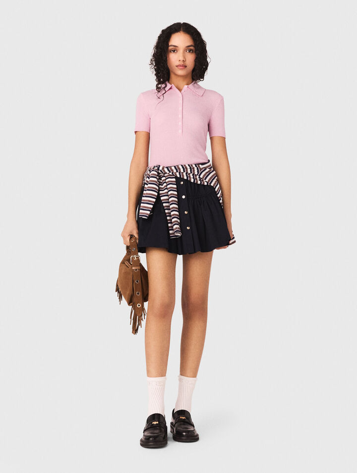 Polo collar ribbed jumper