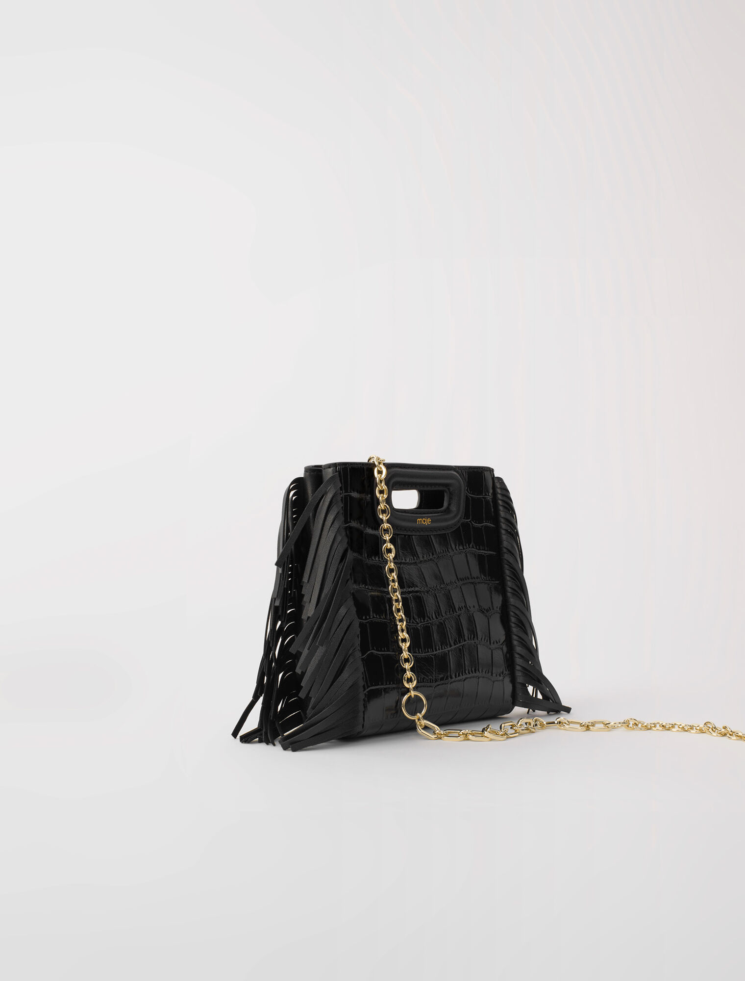 Croc-embossed leather mini M bag