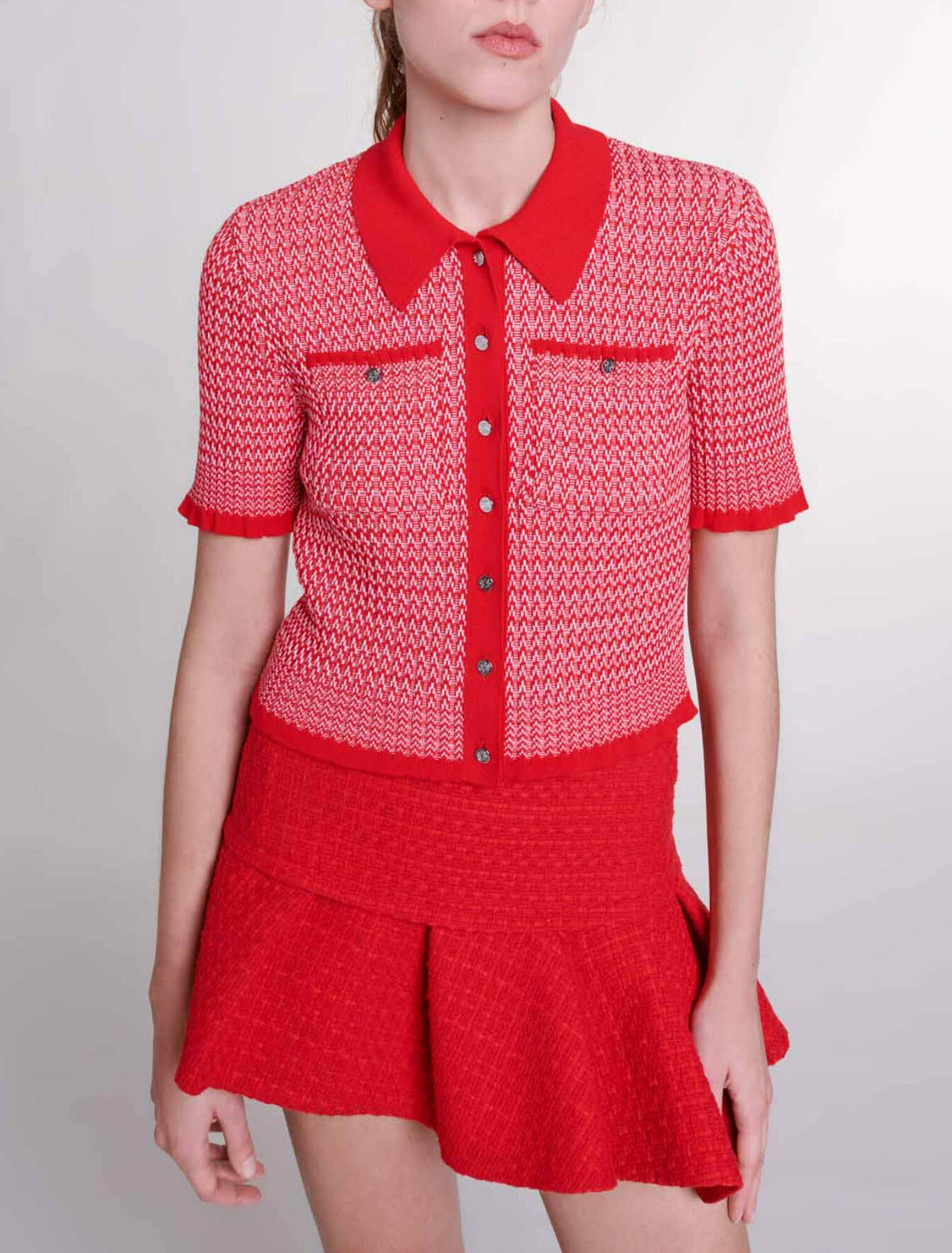 Asymmetrical tweed miniskirt