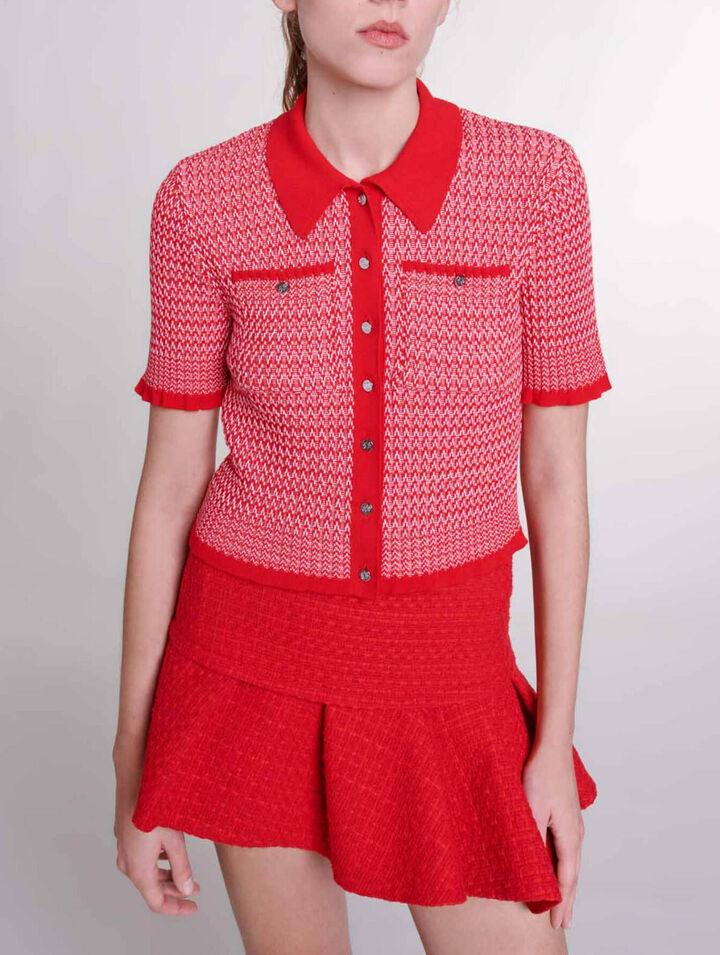 Asymmetrical tweed miniskirt