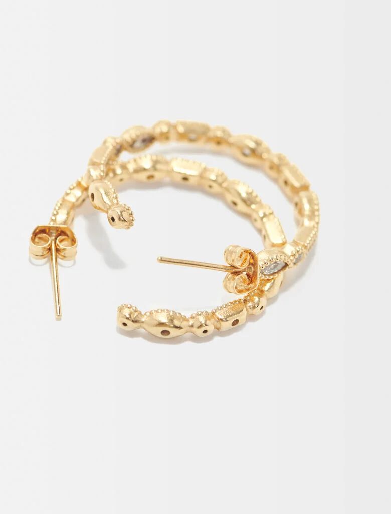 Diamanté-embellished large hoop earrings Denim - Jeans For