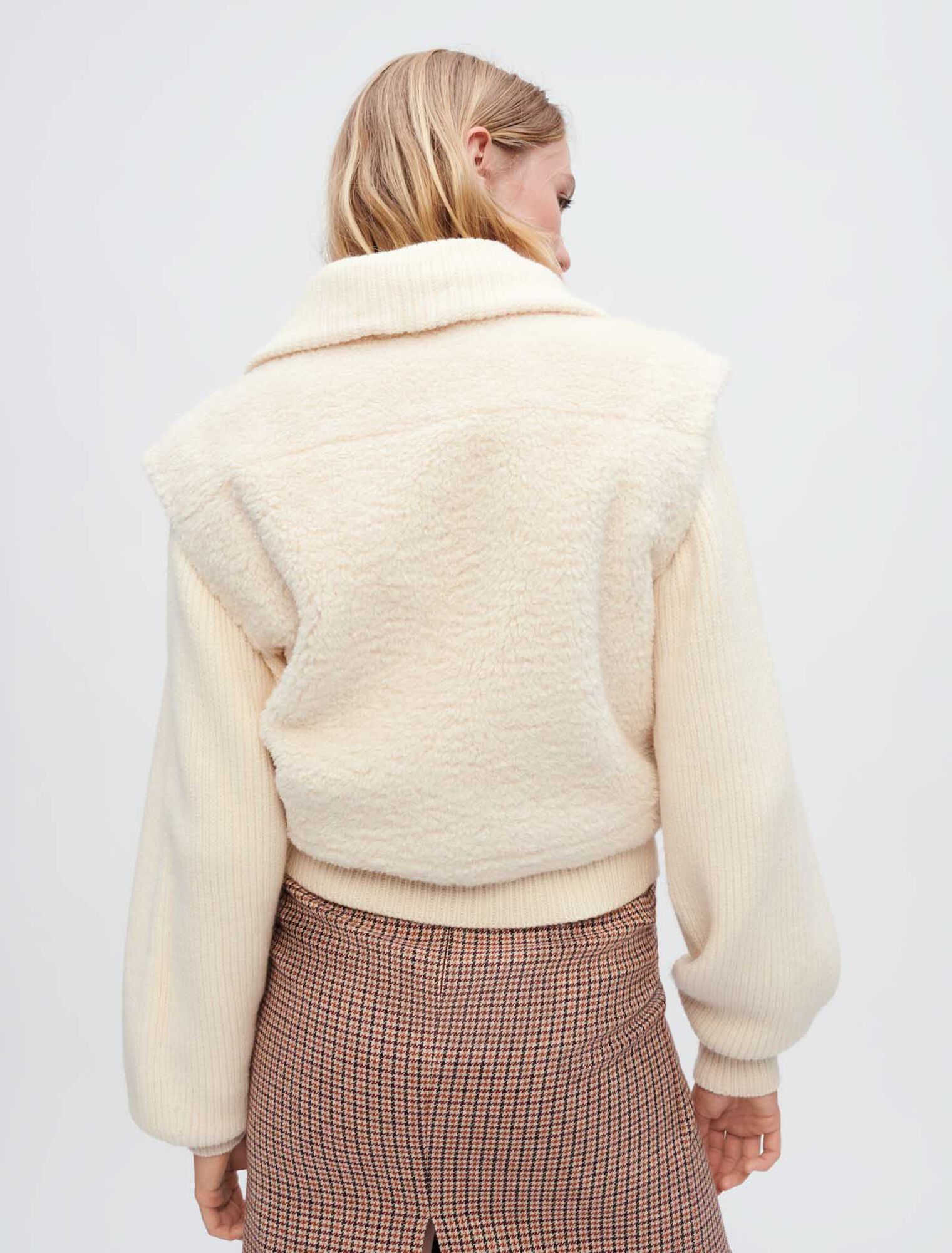 Faux fur and knit jacket