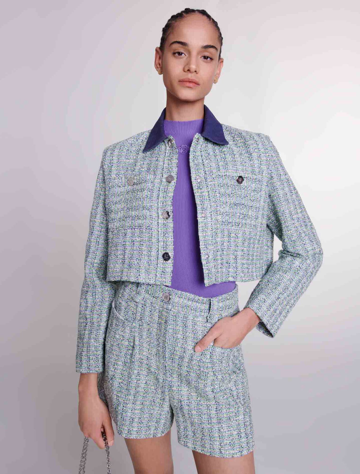 Contrast tweed cropped jacket