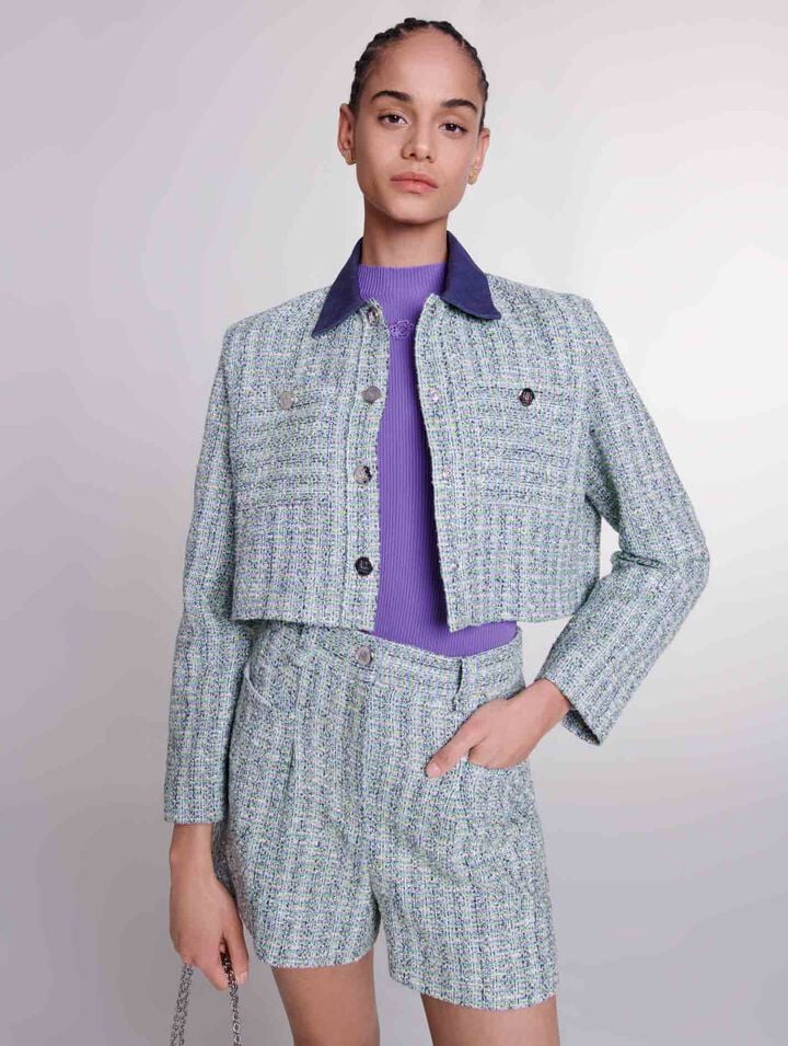 Contrast tweed cropped jacket