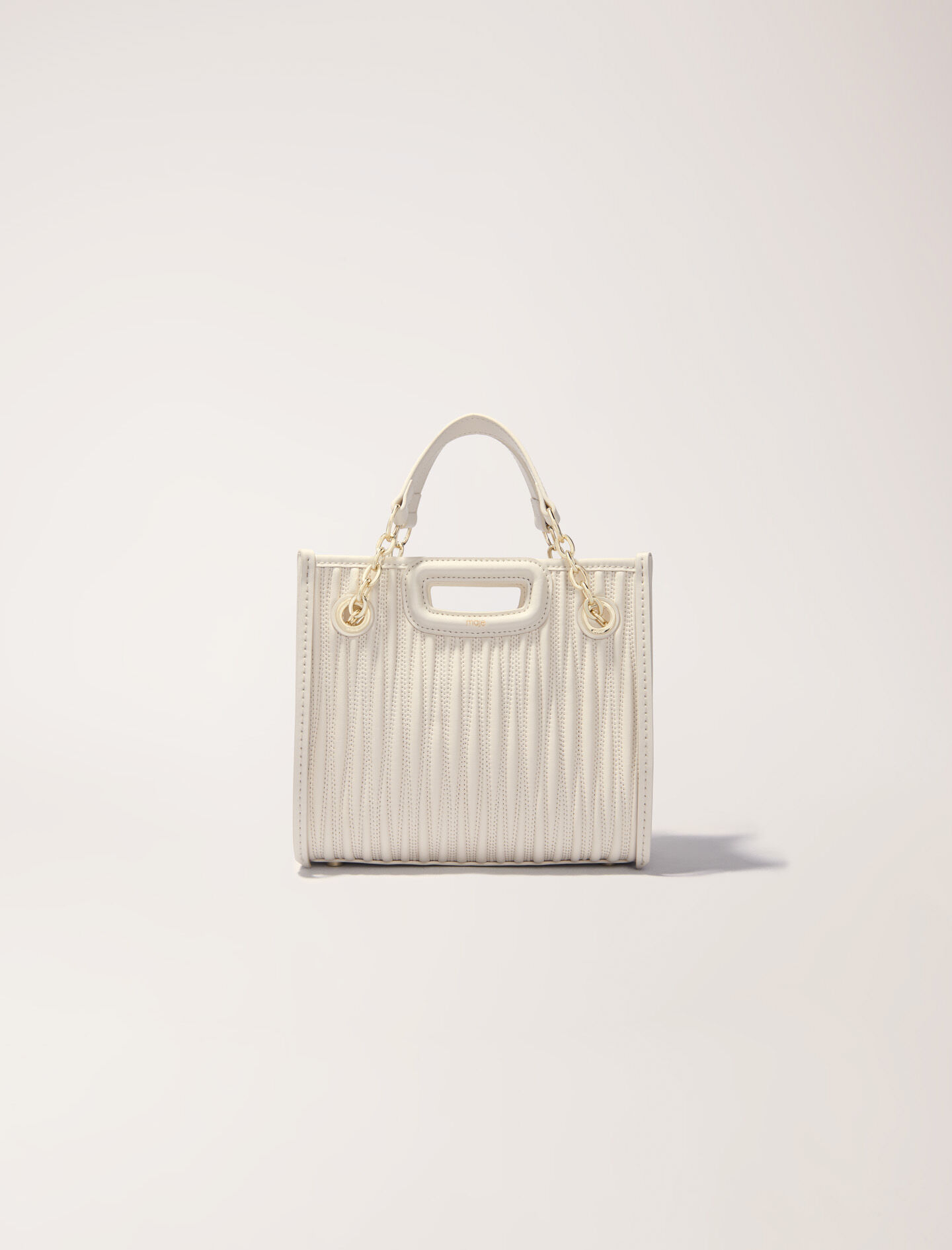 Mini quilted leather tote bag White For Women | Maje
