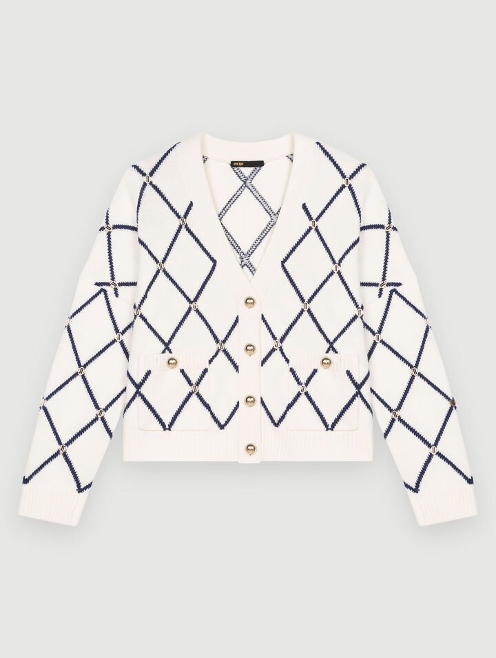 Diamond pattern knitted cardigan