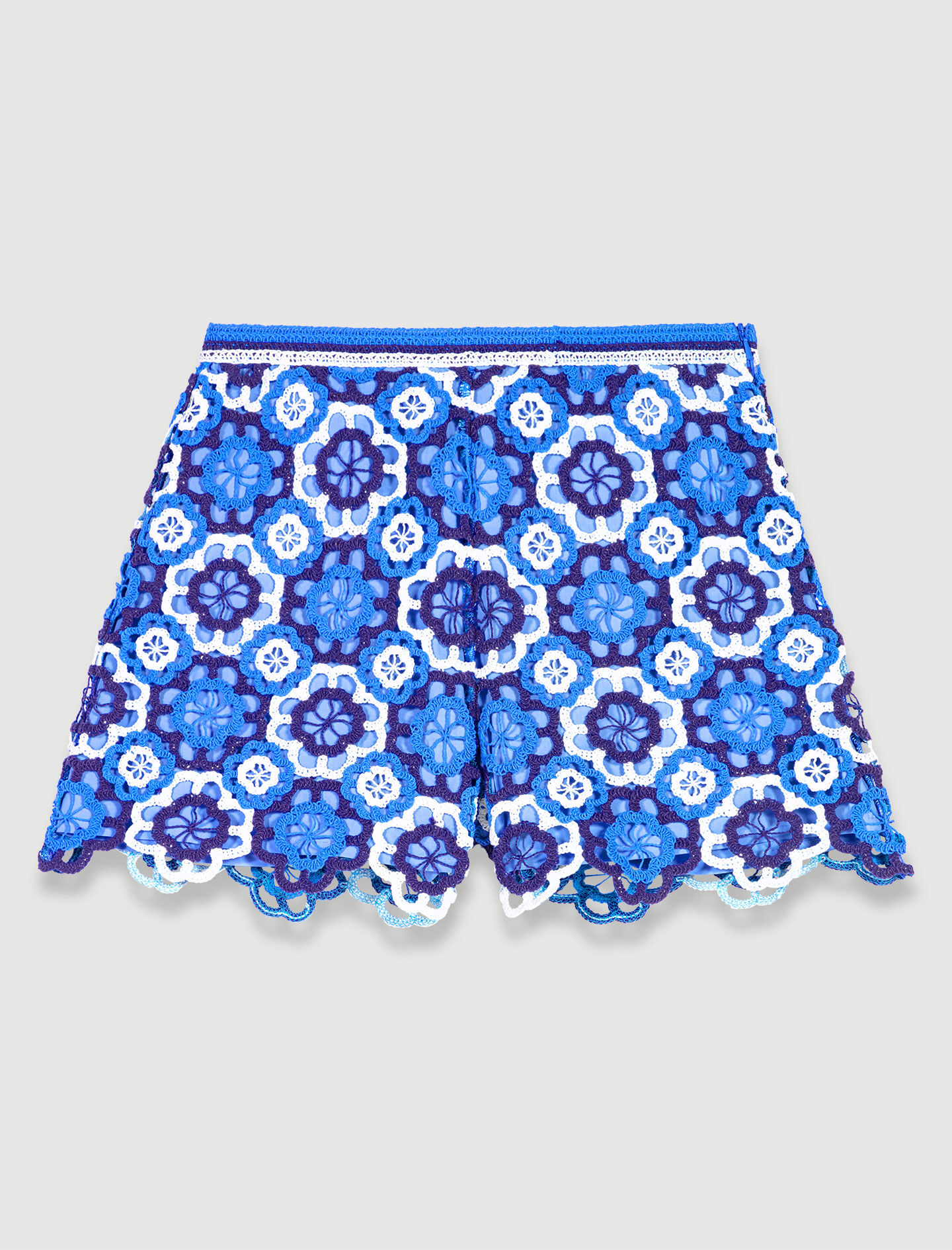 Three-tone crochet shorts Blue For Women | Maje