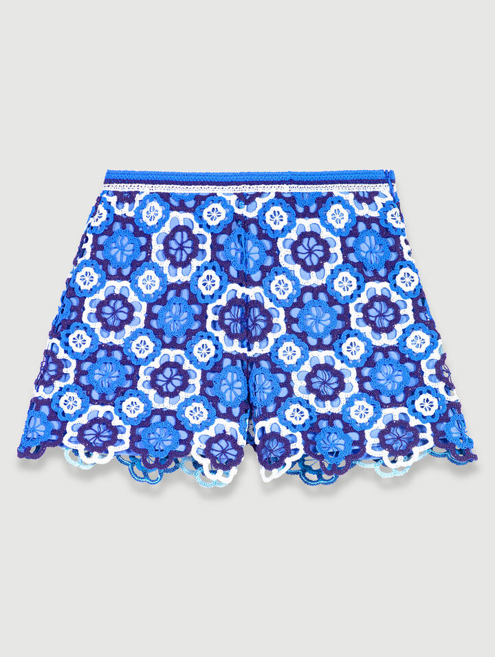 Three-tone crochet shorts