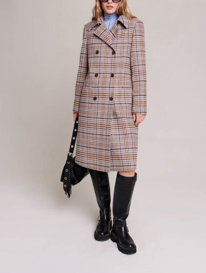 Long checked coat