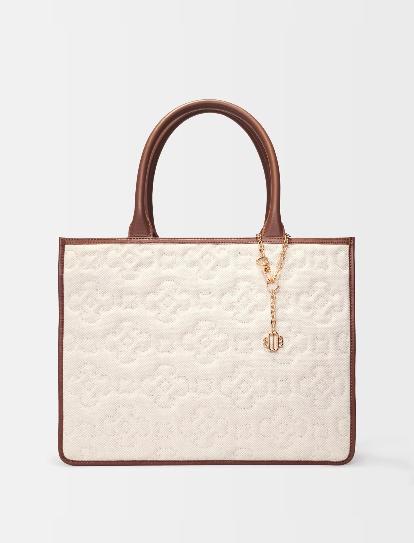 Leather, linen, viscose Clover logo tote