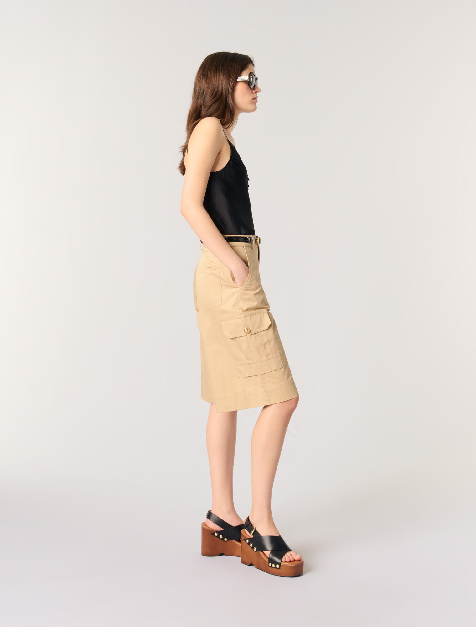 Silk satin and lace top