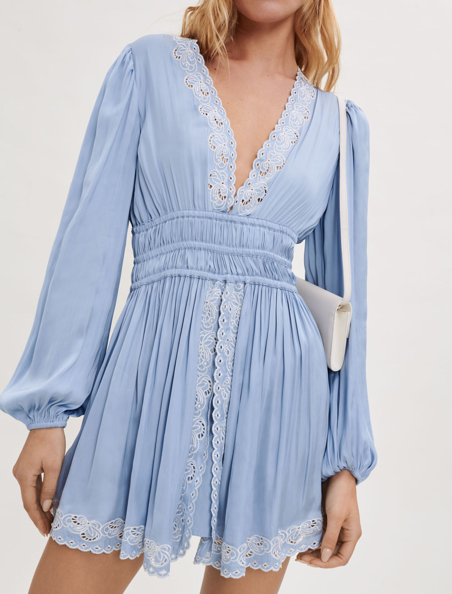 Embroidered satin dress 