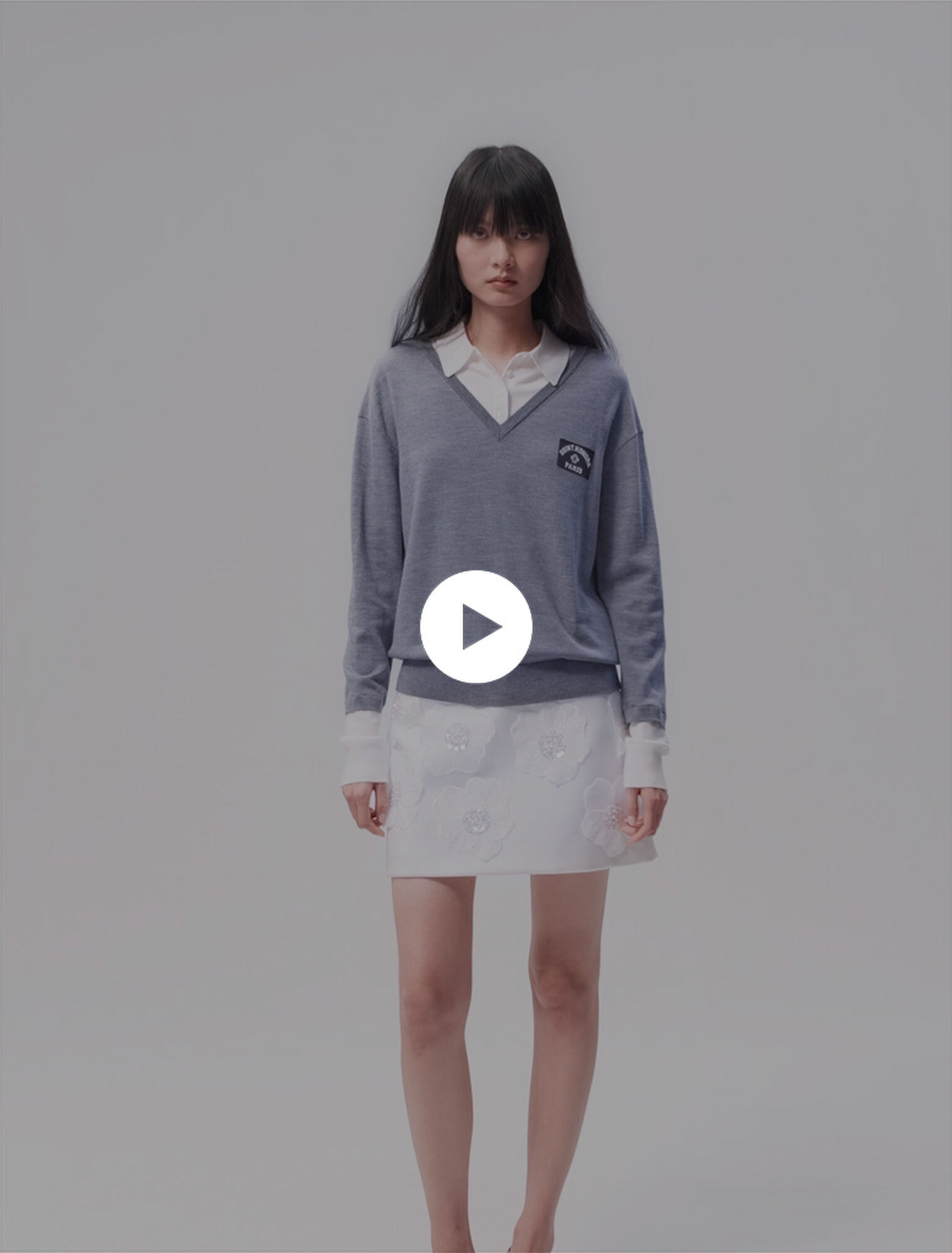 Layered wool-blend jumper