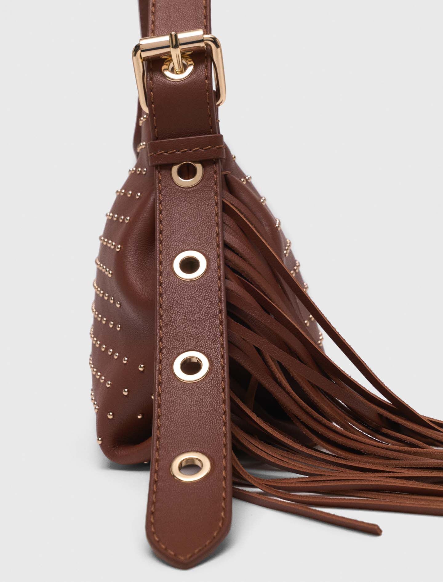 Miss M mini leather studded bag Brown For Women | Maje