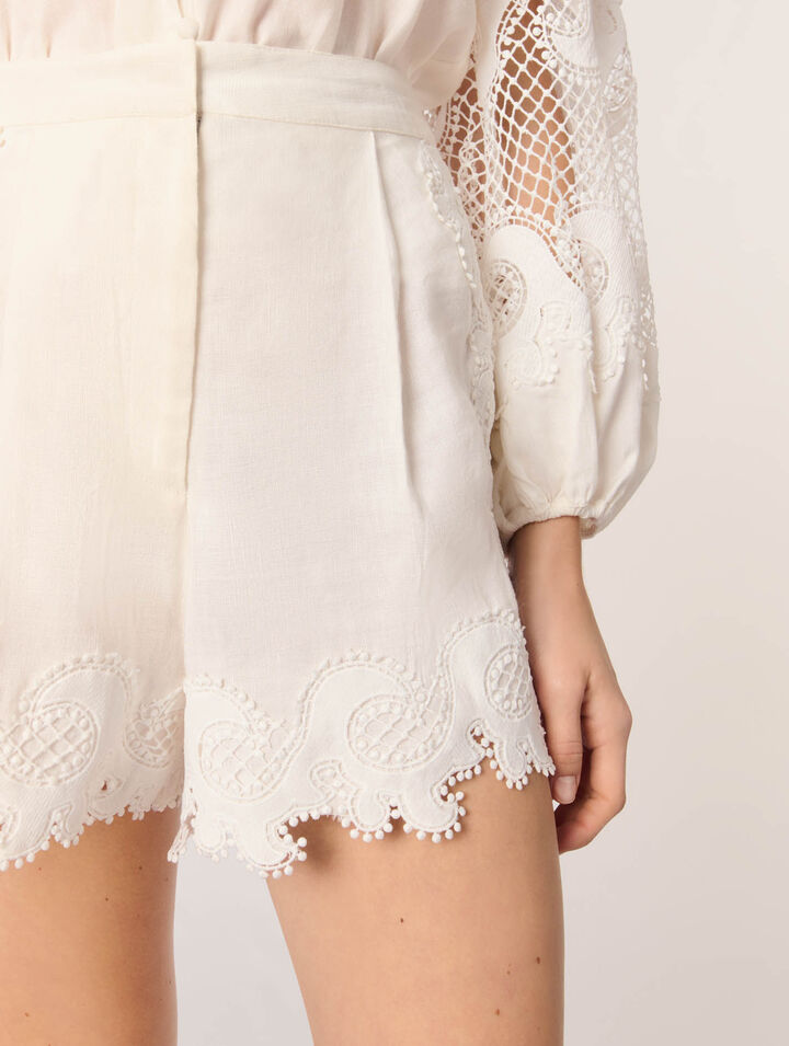 Embroidered floral shorts