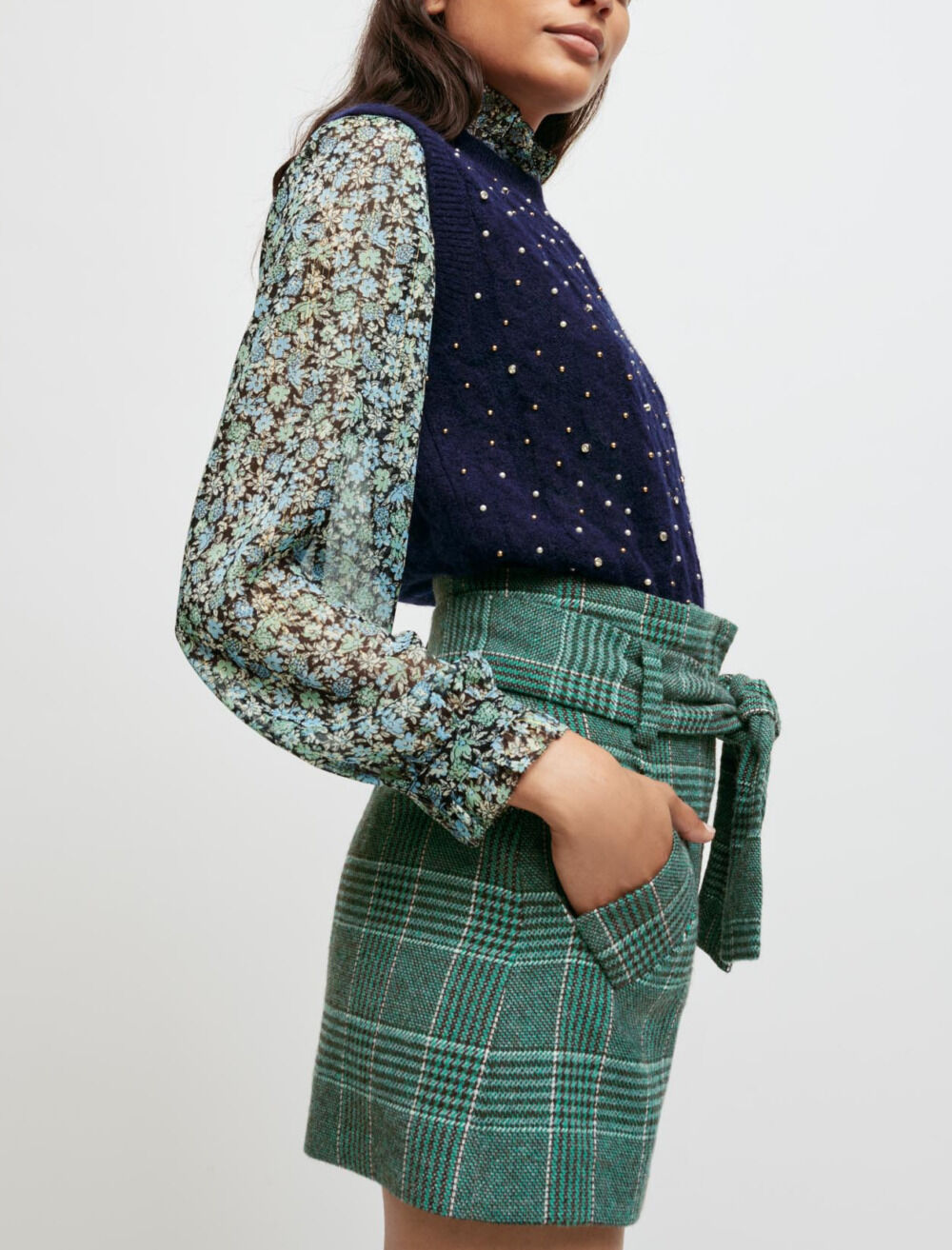Belted plaid shorts