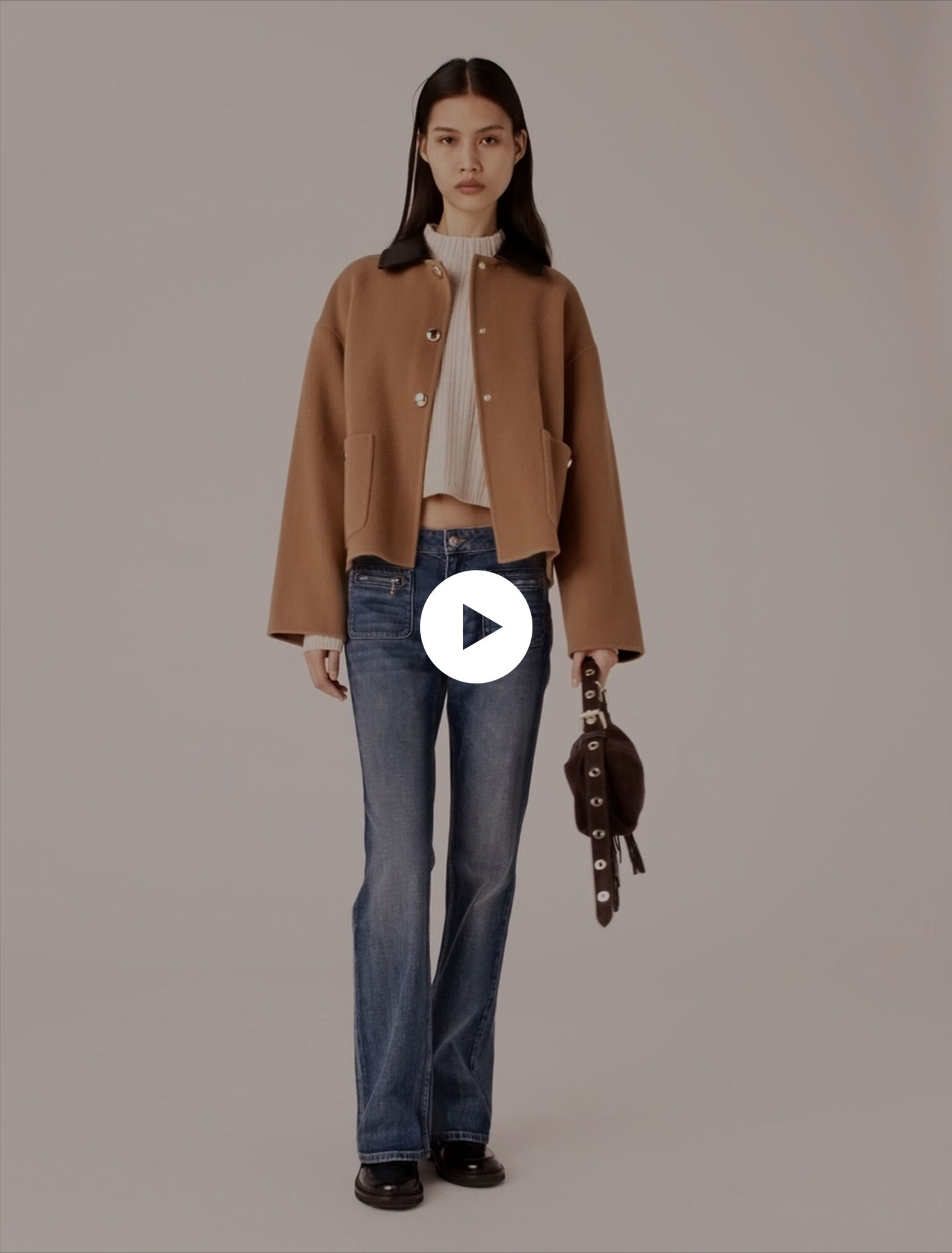 Double-faced coat with leather
