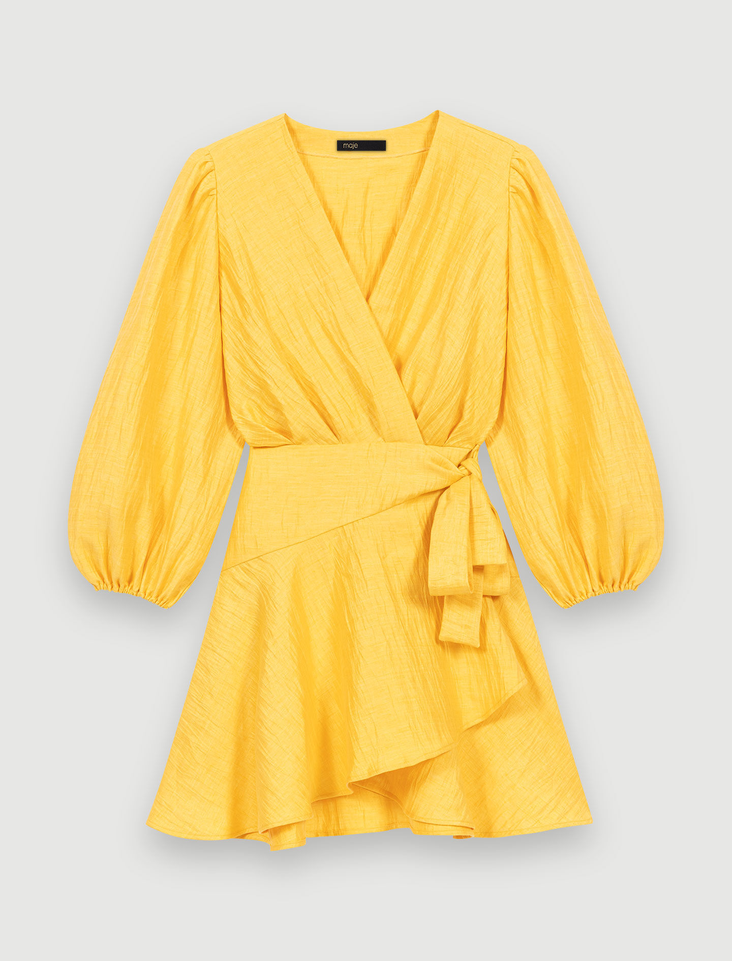 Wrap dress with tie Yellow / Orange For Women | Maje