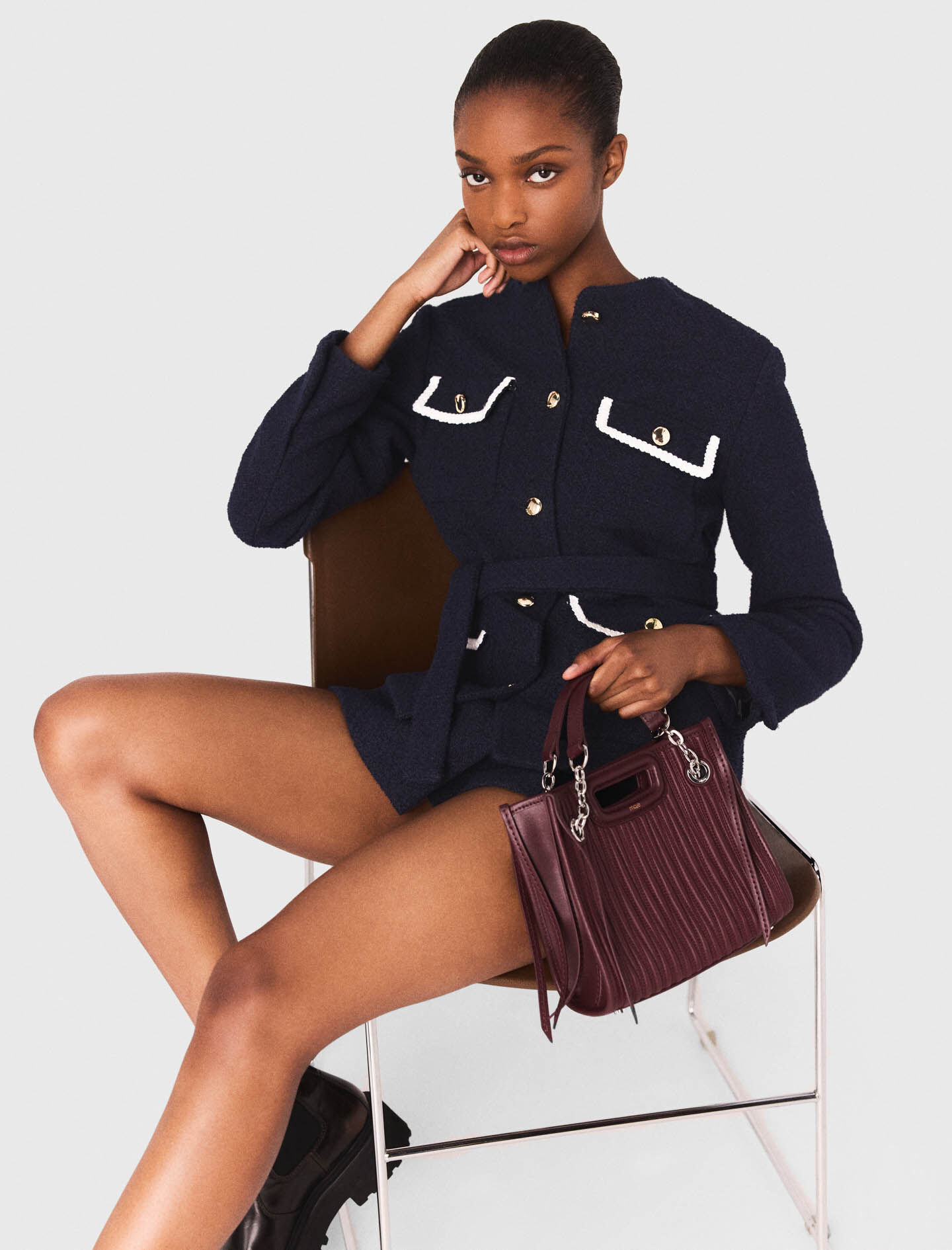 4-pocket tweed jacket Blue For Women | Maje