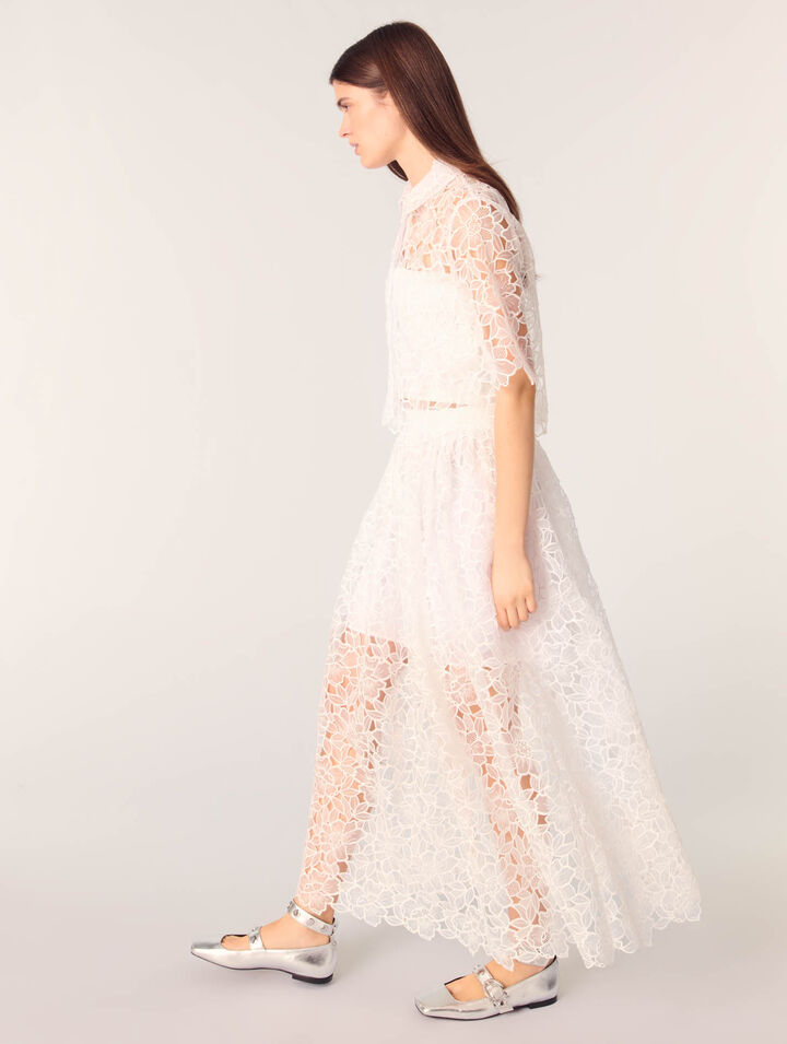 Floral lace maxi skirt
