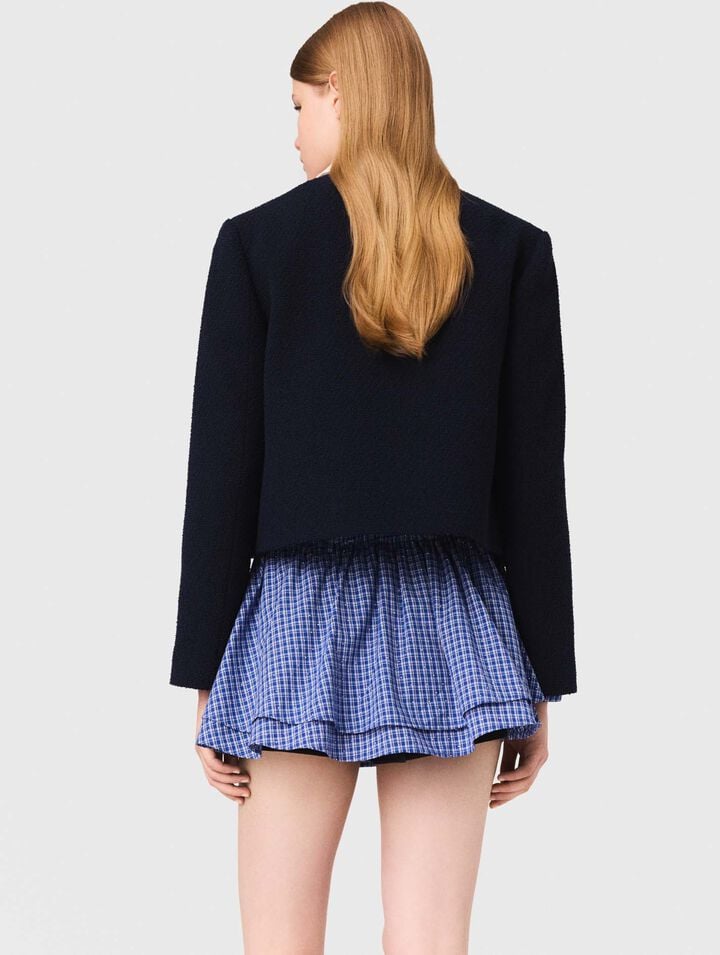 Short tweed jacket, removable col