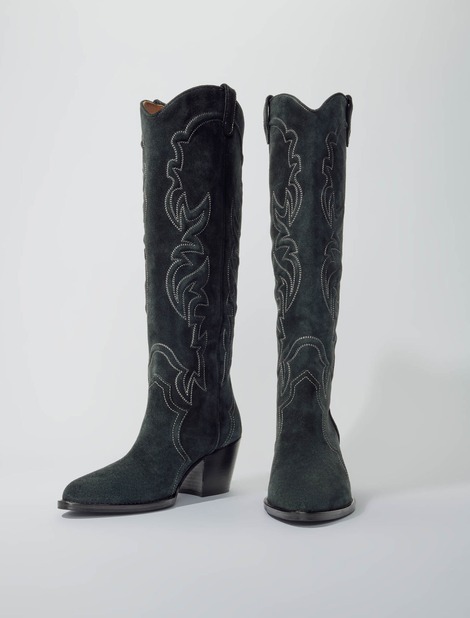 Suede cowboy boots