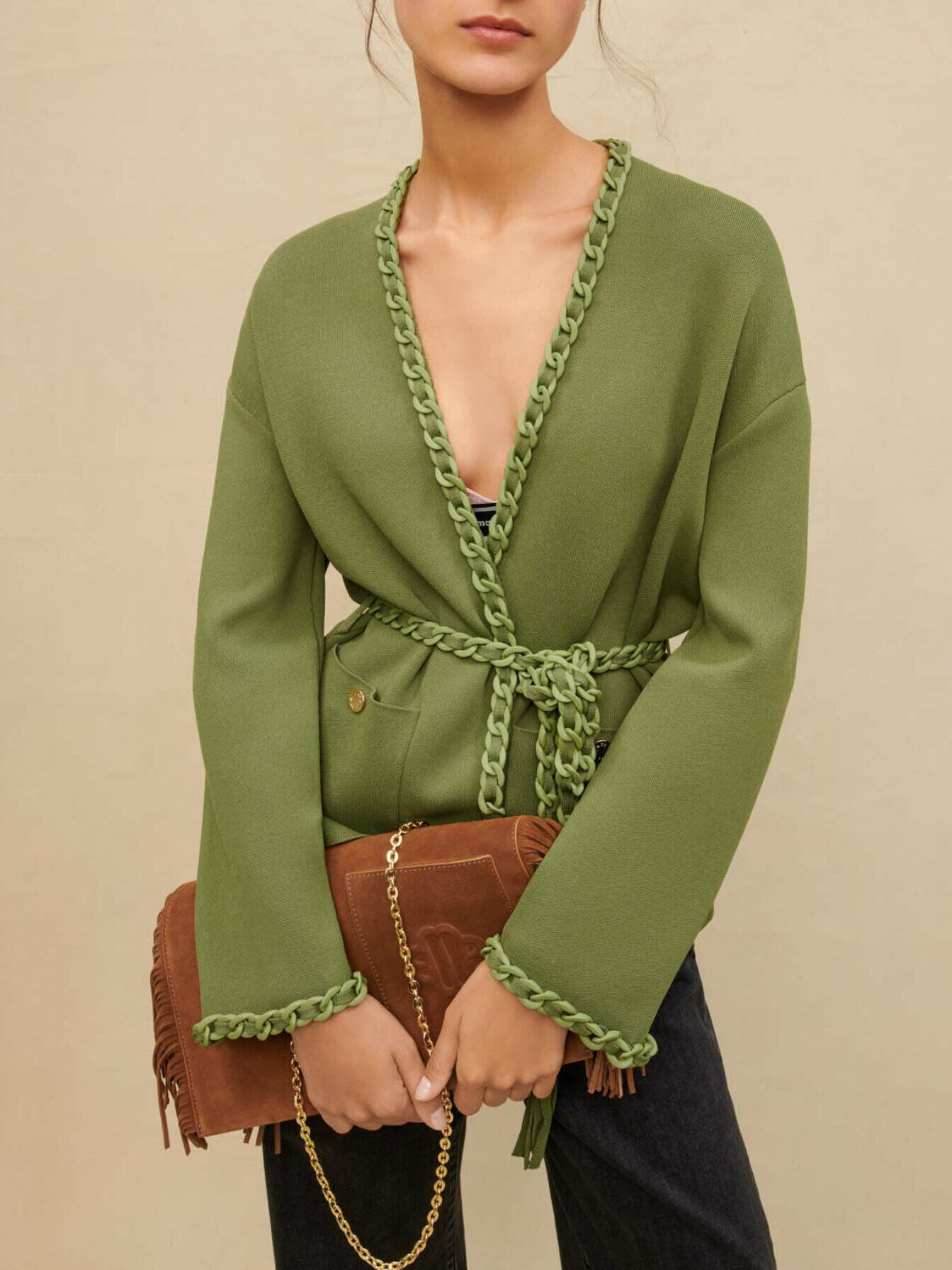 Cardigan with braided trim