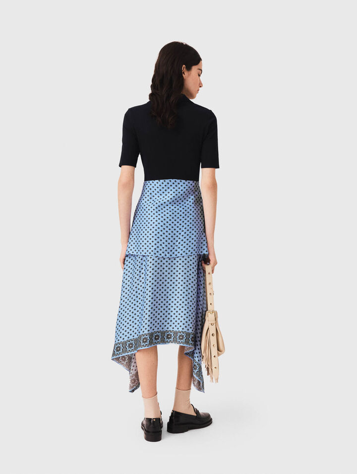Layered-effect scarf skirt dress
