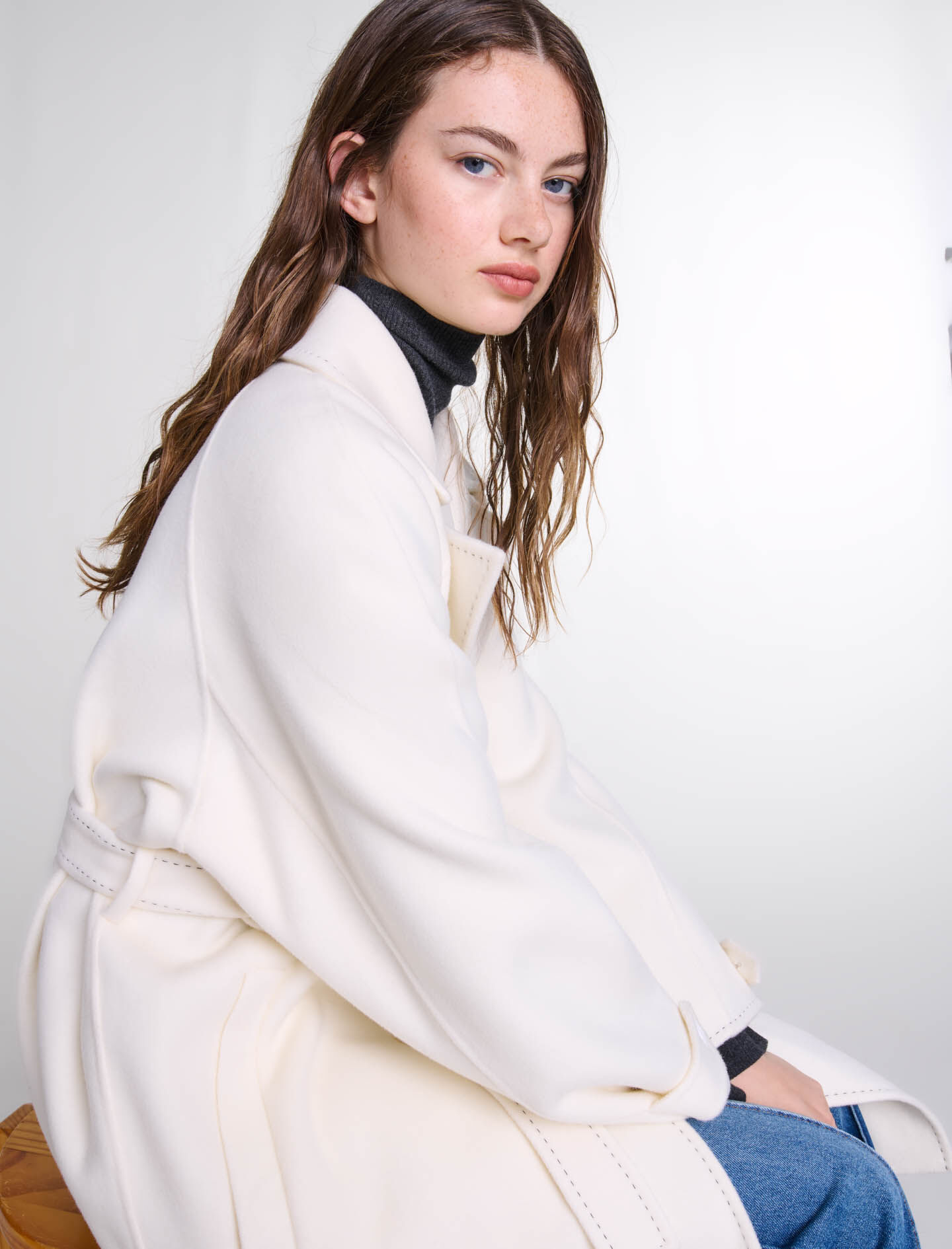 Double-faced mid-length coat White For Women | Maje Double-faced mid-length coat White For Women | Maje