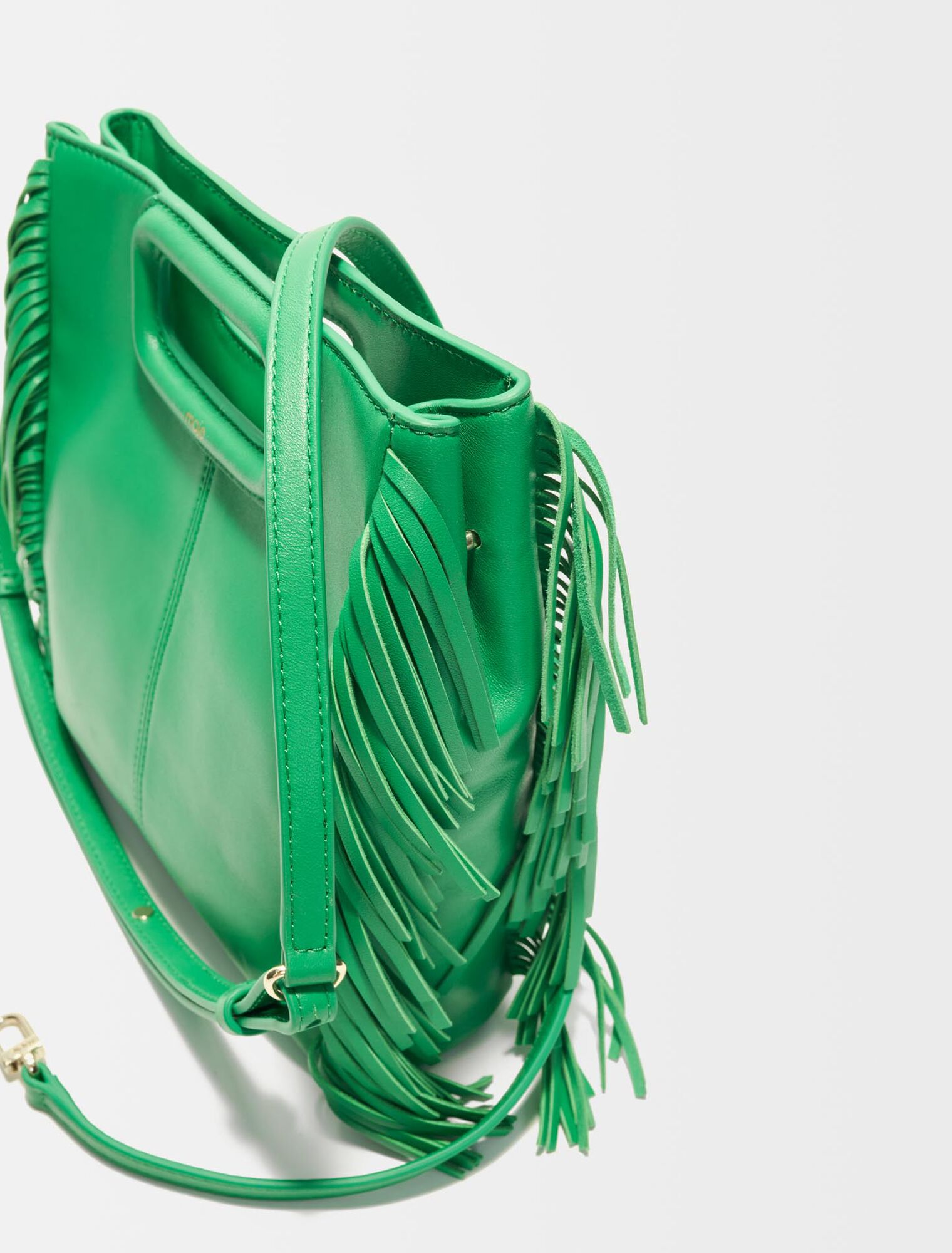 Smooth leather M bag with fringing