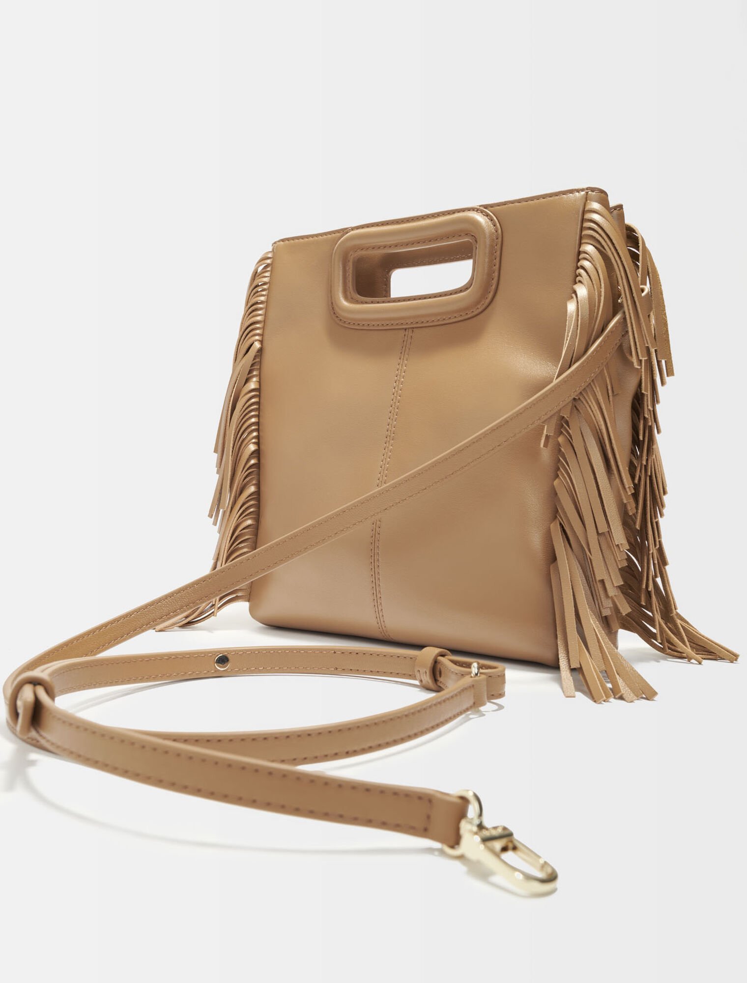 Smooth leather M bag with fringing