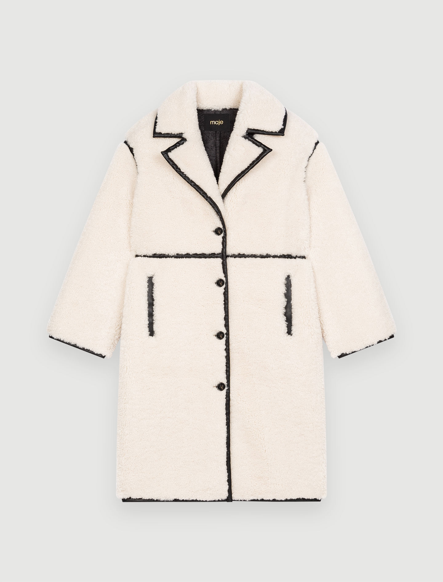 Faux sheepskin and vinyl coat Faux sheepskin and vinyl coat