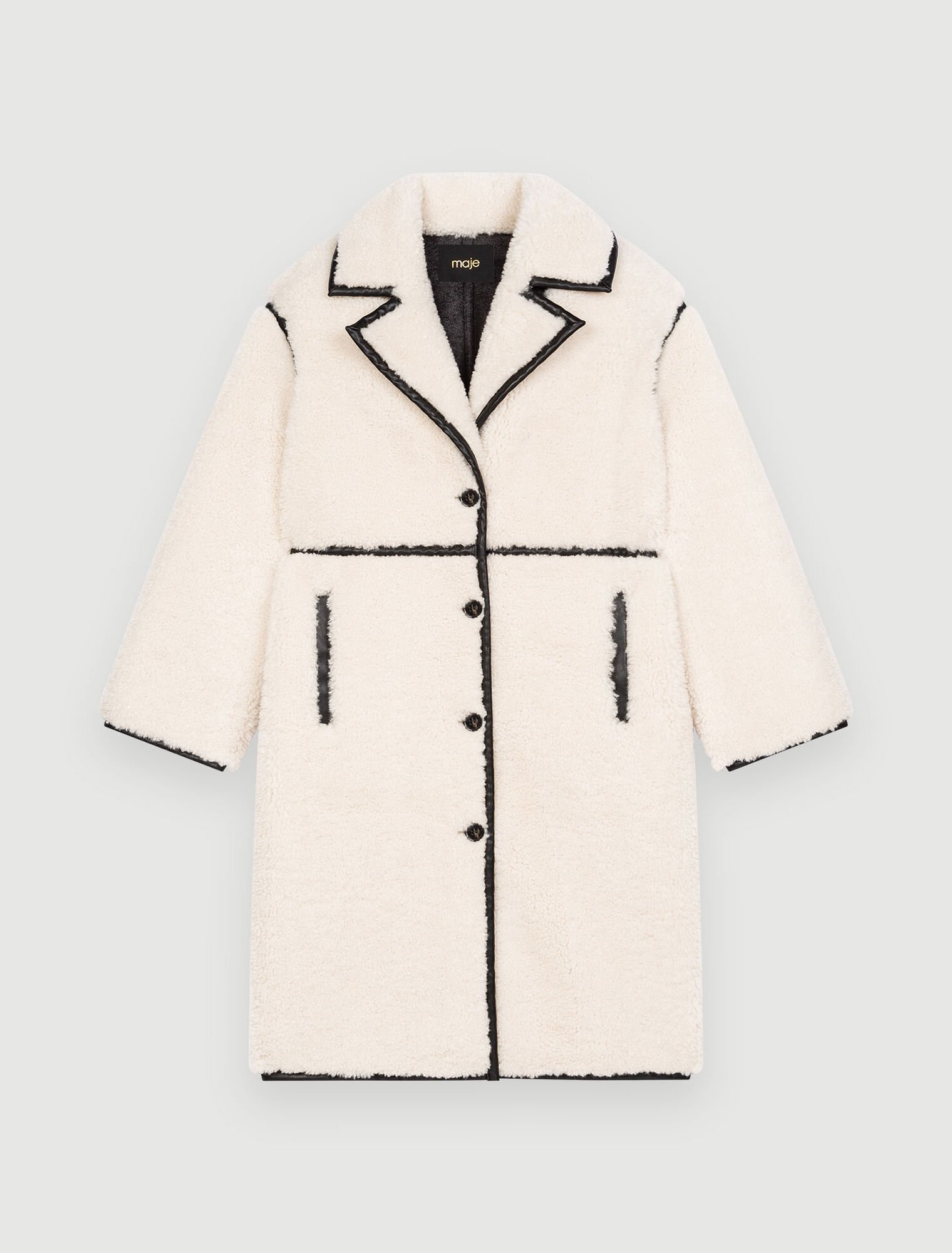 Faux sheepskin and vinyl coat