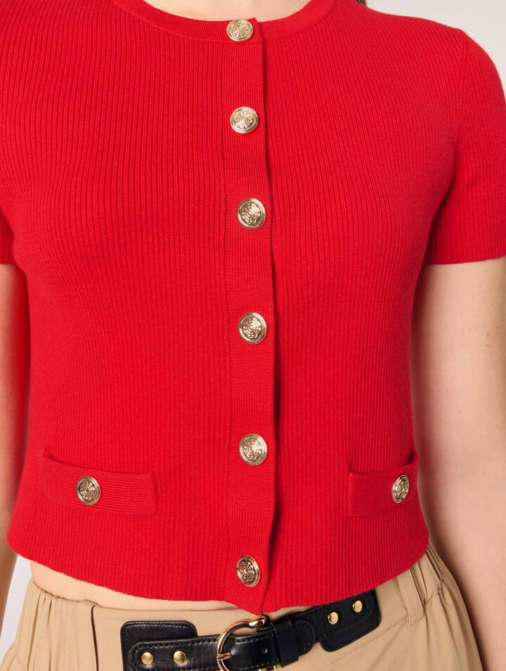 Cropped short sleeve cardigan